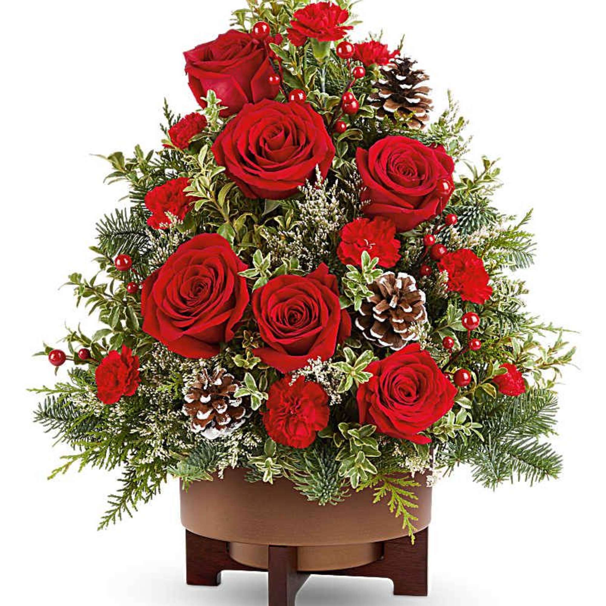 Teleflora's Season's Greetings Tree spreads holiday cheer with red roses, festive greens