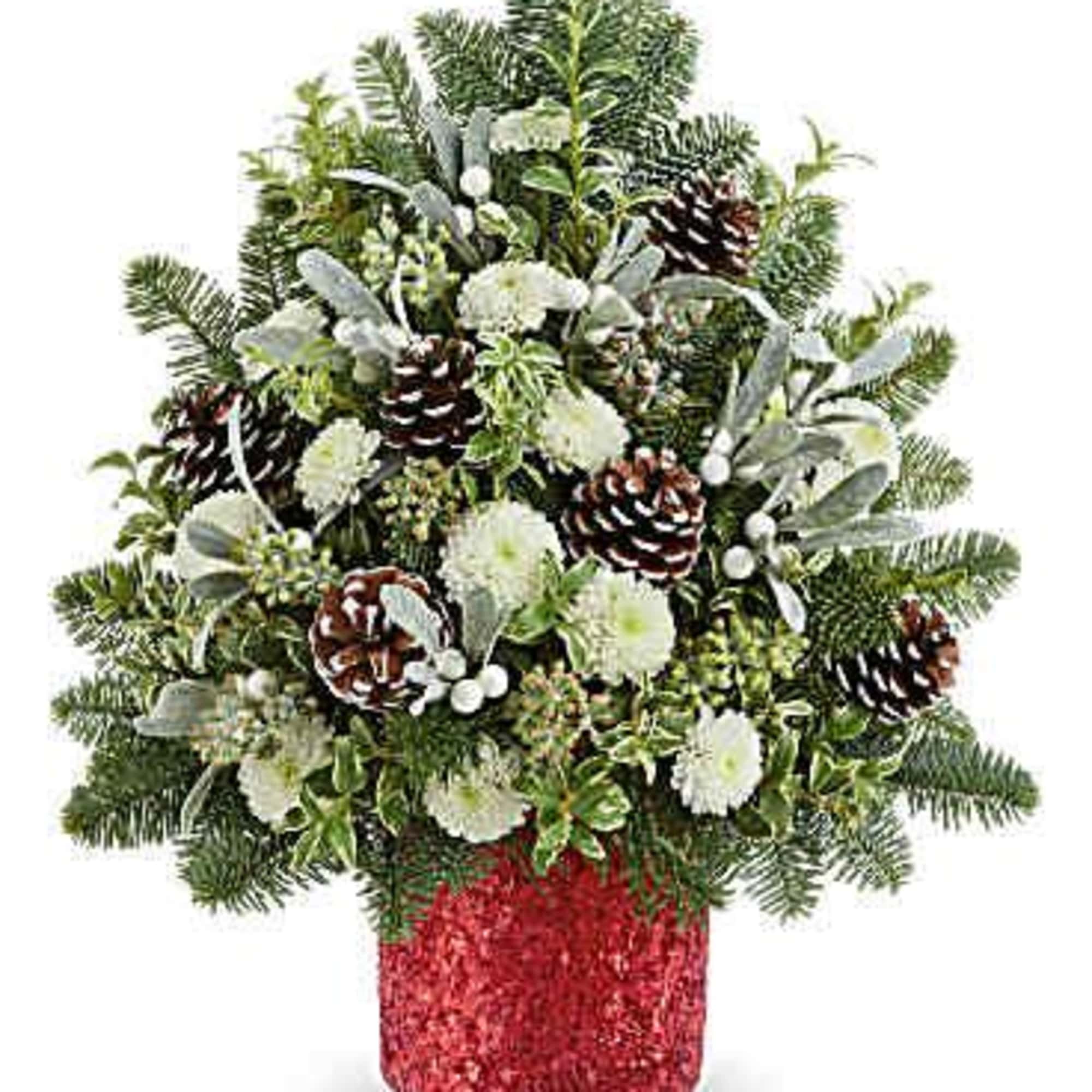 Teleflora's Winter Whisper Tree brings serene holiday beauty with snowy white blooms