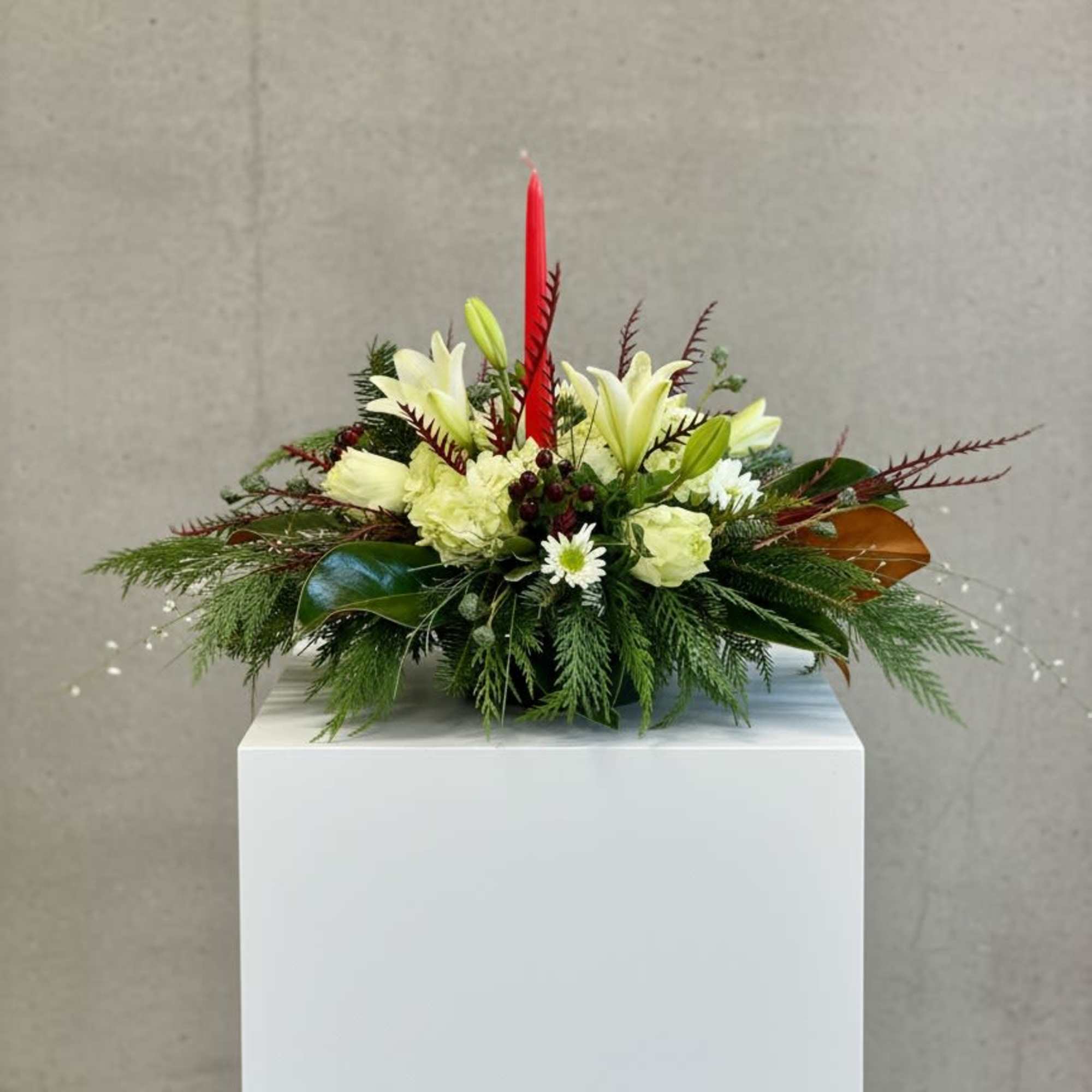 Accent your table during the holidays with a beautiful centerpiece. Filled with