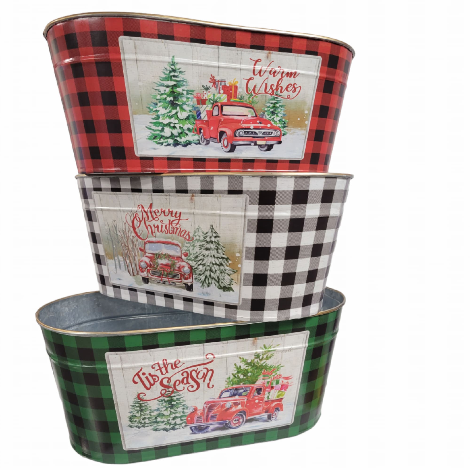 Two 6" red poinsettias in one of our very festive holiday tins!