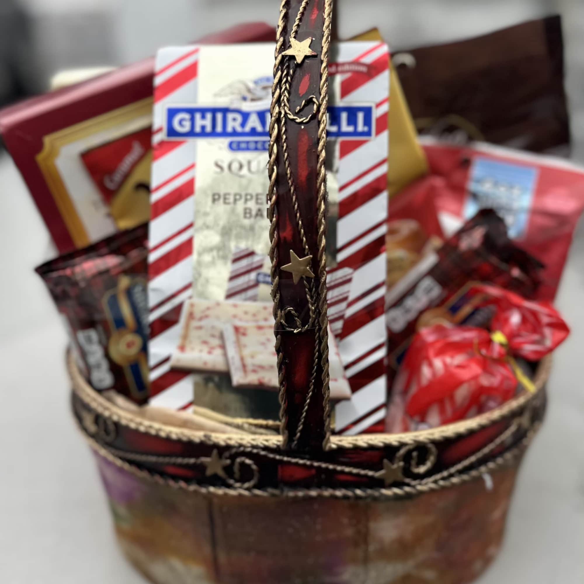 Ghiradelli peppermint bark, Peppermint sticks, Abdallah assortment 7.5oz, Shortbread cookies, Werther's original