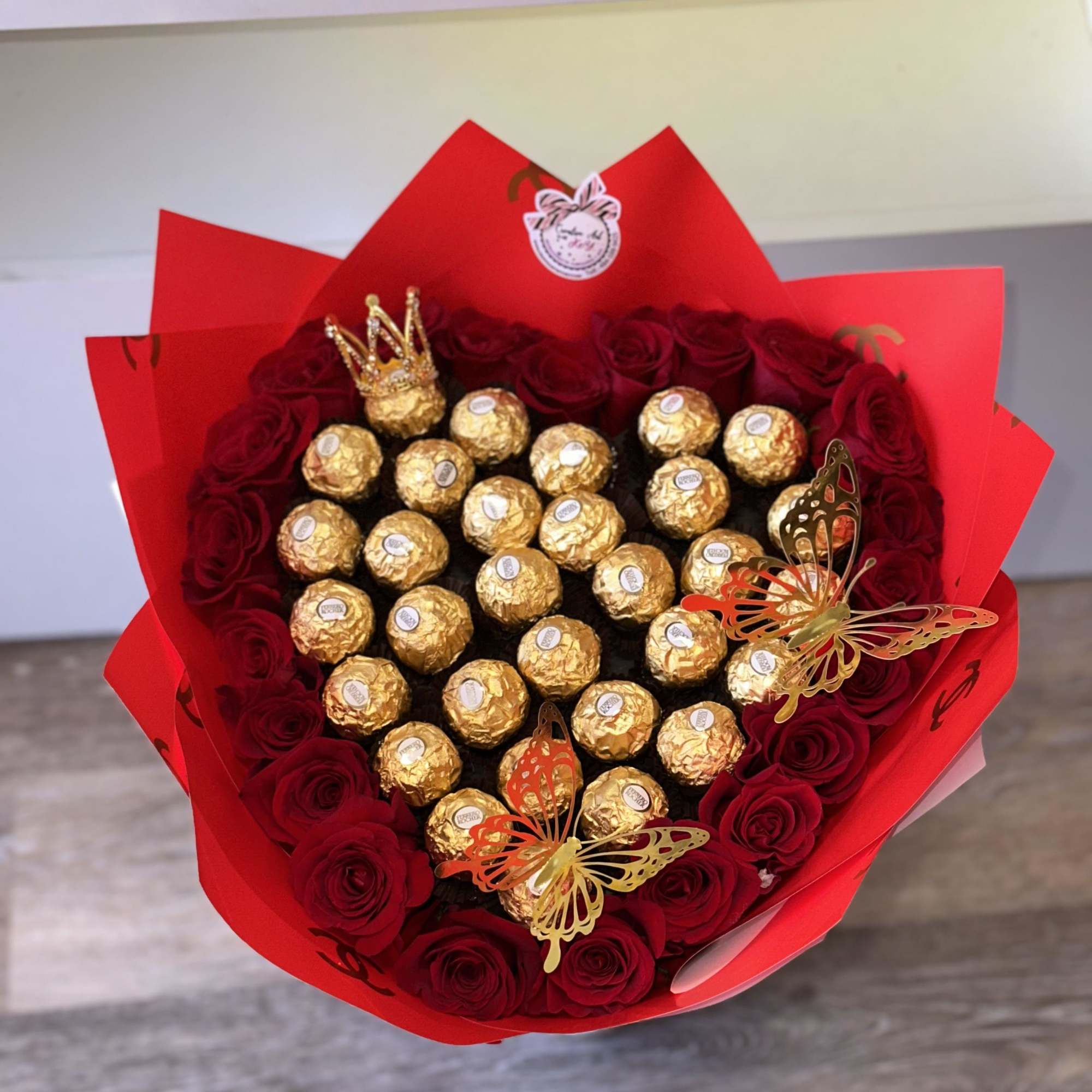 CHANEL HEART BOUQUET WITH HIDDEN PERSONALIZED PHRASE . (NOTICE!!! WE WILL NOT