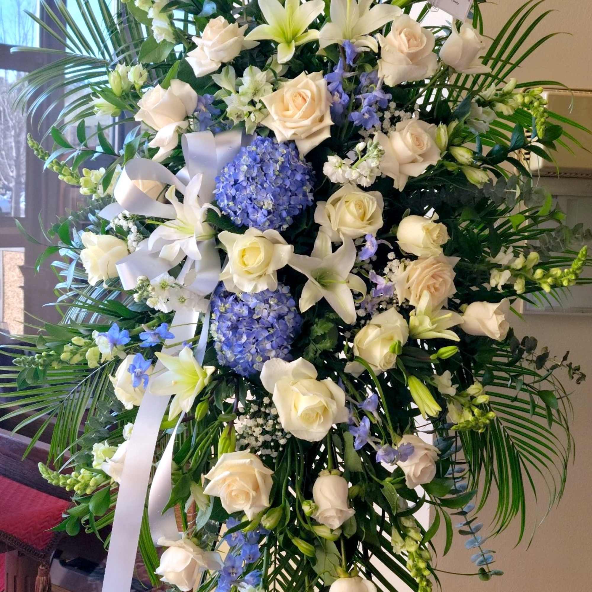 Blue and White (Standing Spray) in Johns Creek, GA | Love Flowers