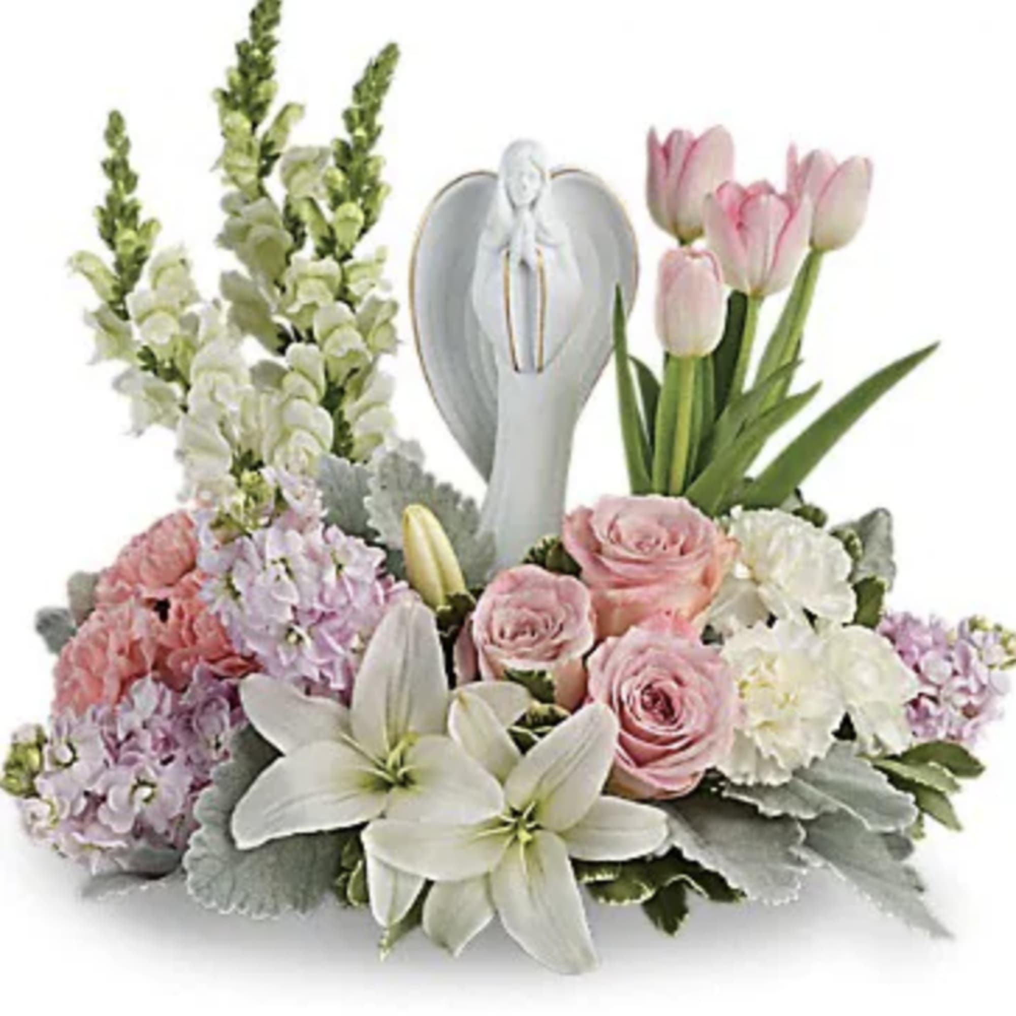 Show them you care with this gorgeous display of roses, lilies and