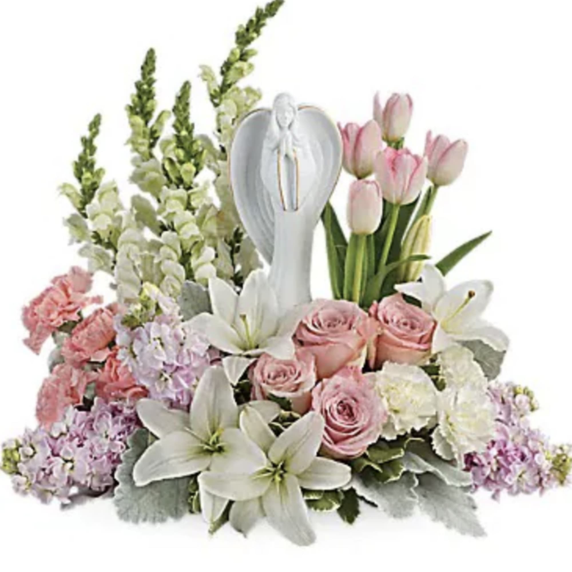 Show them you care with this gorgeous display of roses, lilies and