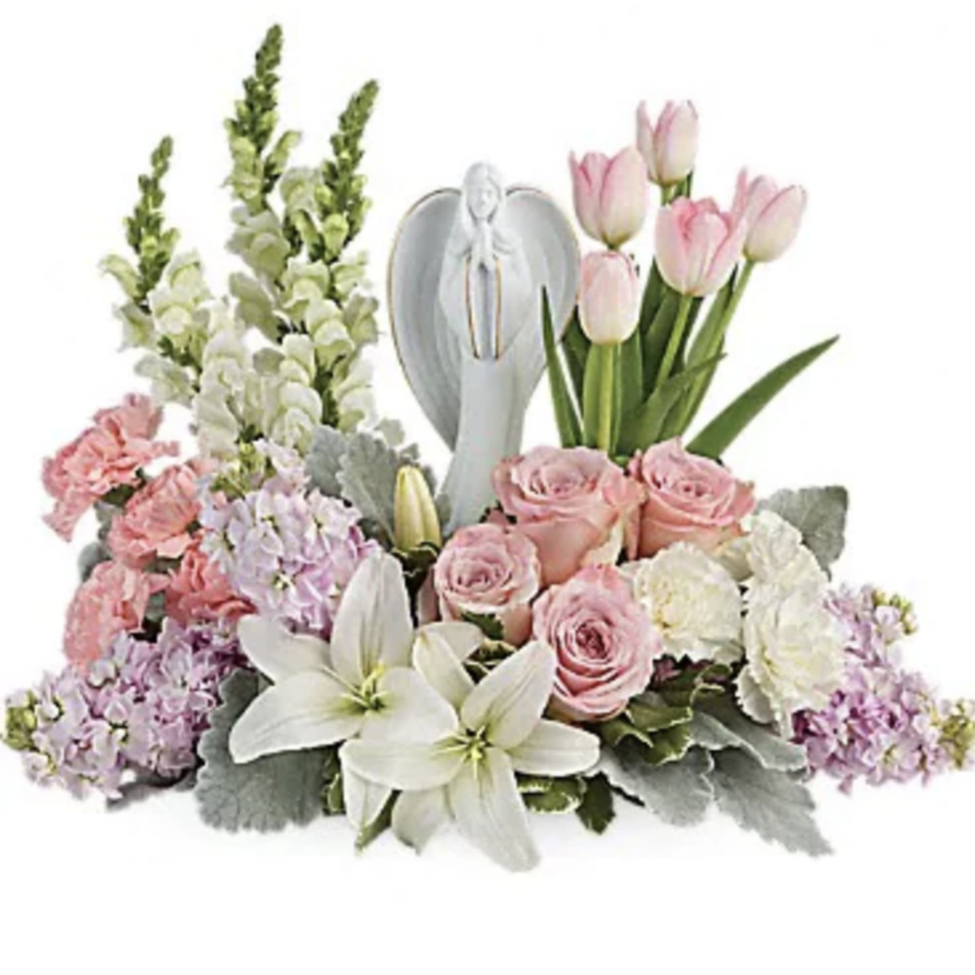 Show them you care with this gorgeous display of roses, lilies and
