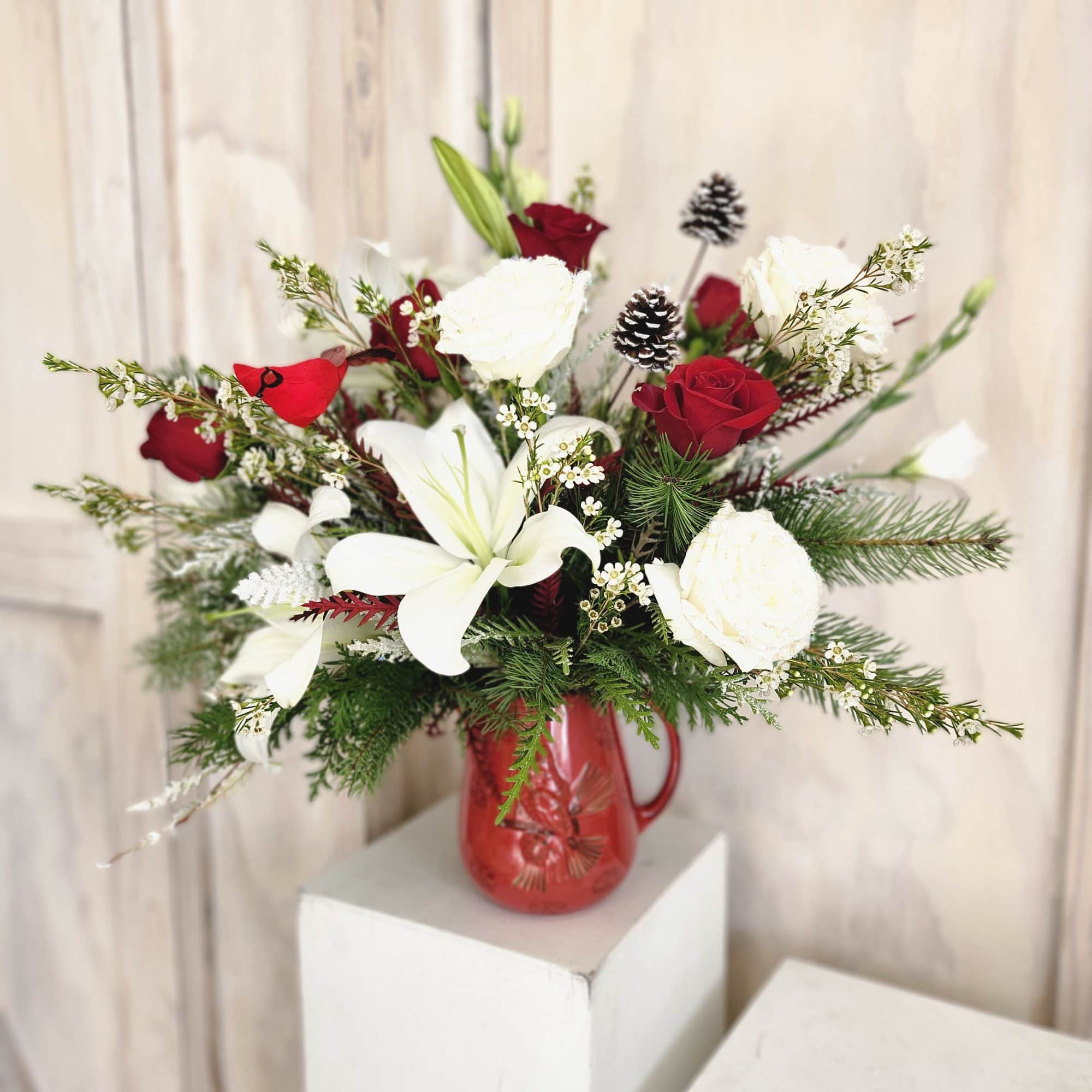 FDA approved water pitcher, full of higher end elegant floral, roses, lilies