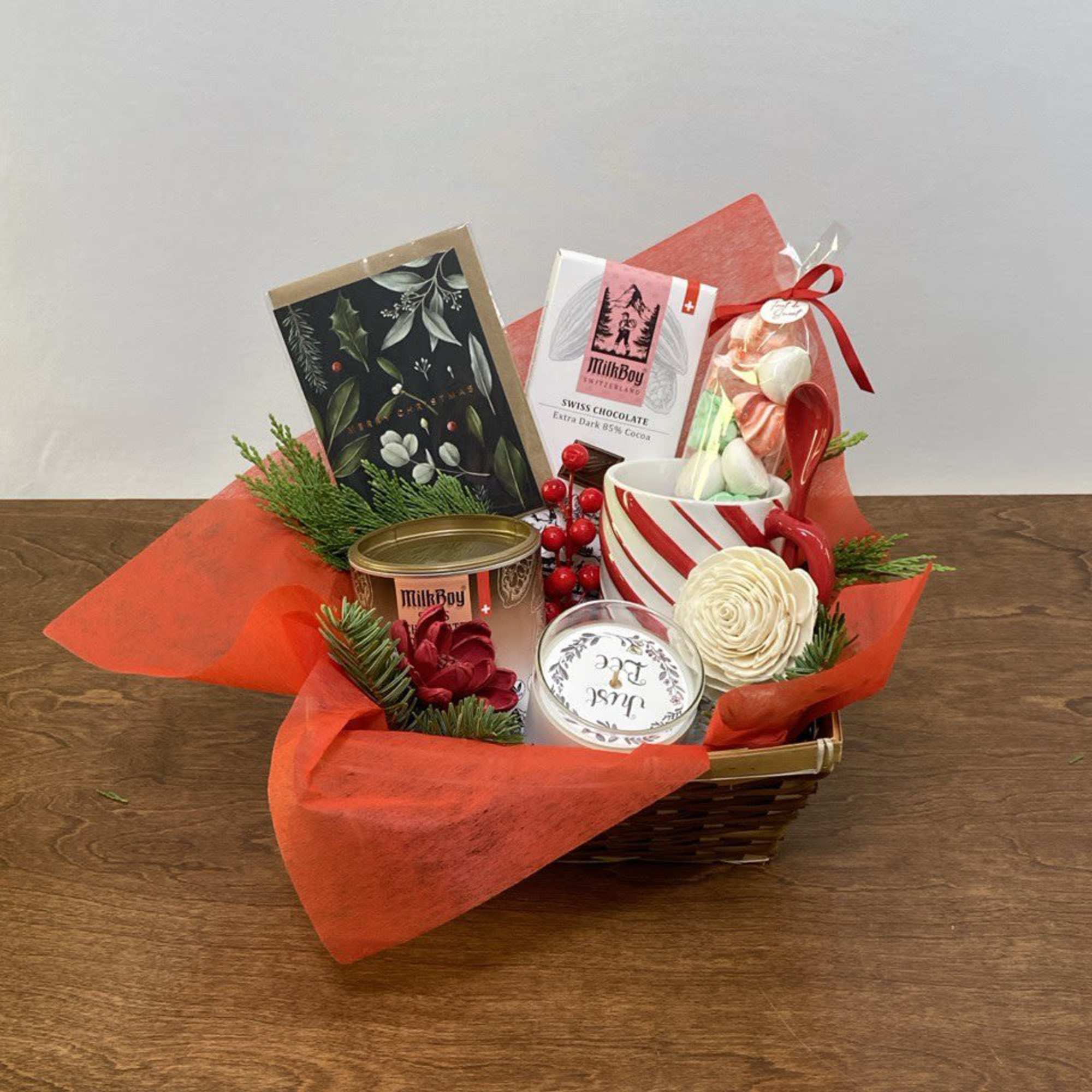 Rich, festive, and irresistibly cozy, the Classic Swiss Holiday Indulgence Basket is