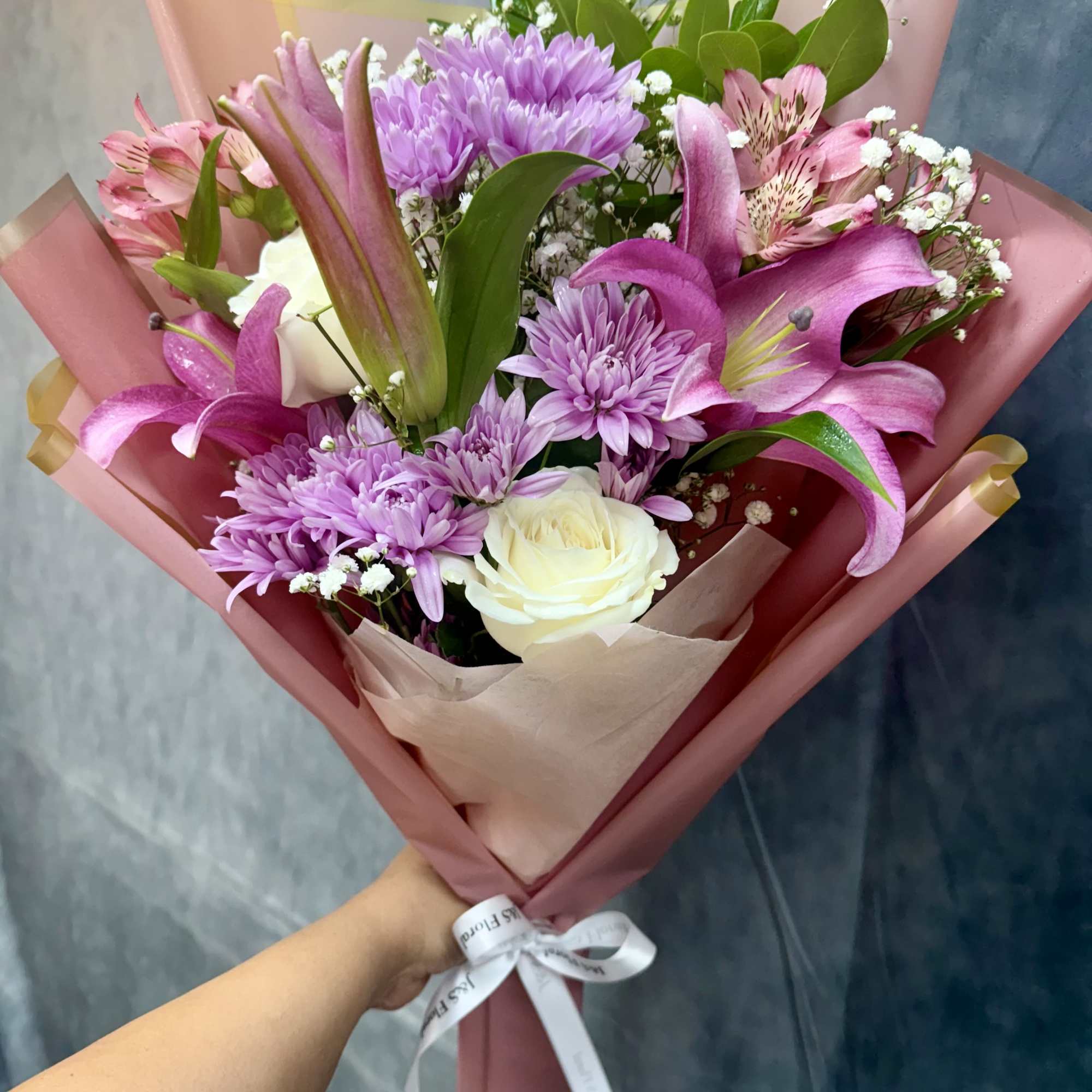 Lavender Kisses Bouquet
Delicate and dreamy, our Lavender Kisses bouquet features graceful pink