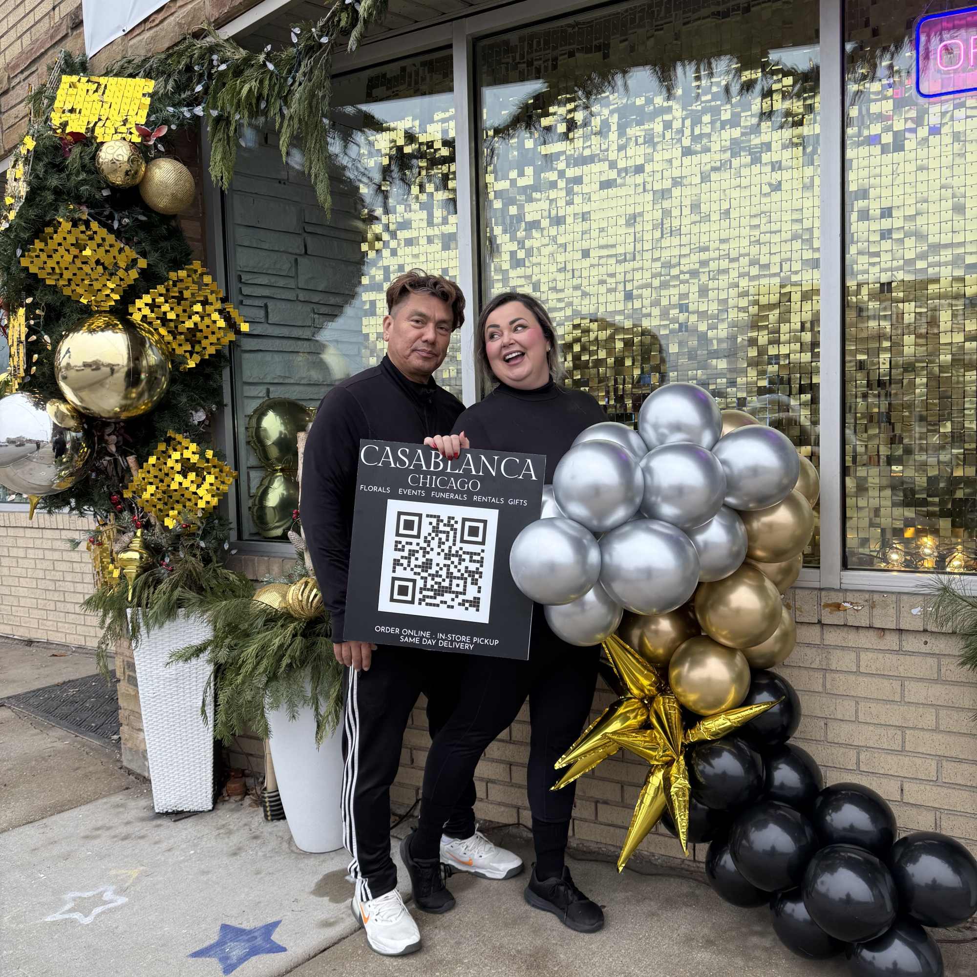 Black, silver and gold with gold star 