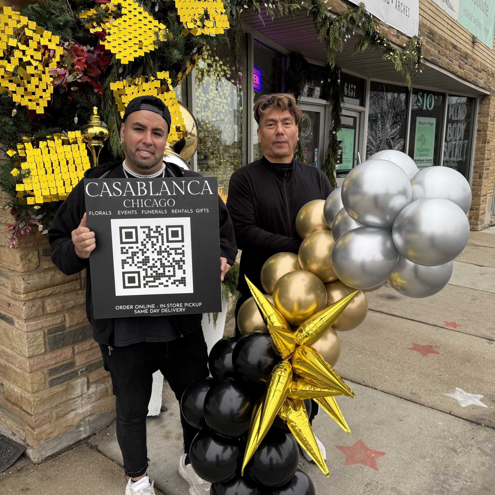 Black, silver and gold with gold star 