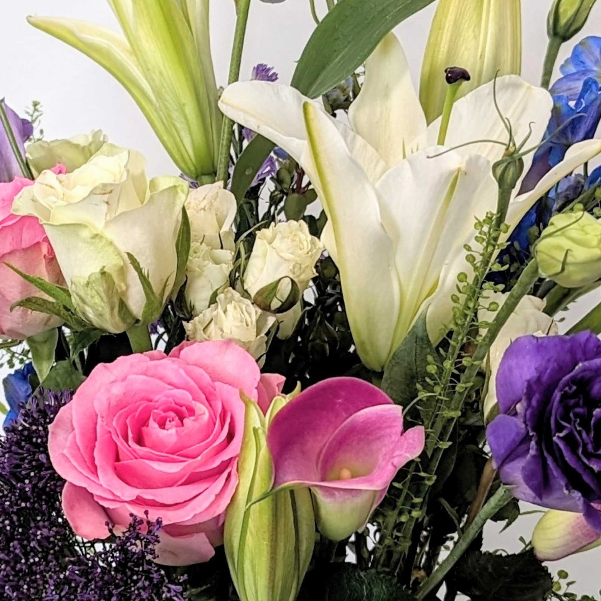 A beautiful mixed bouquet of the freshest premium flowers available like, pink