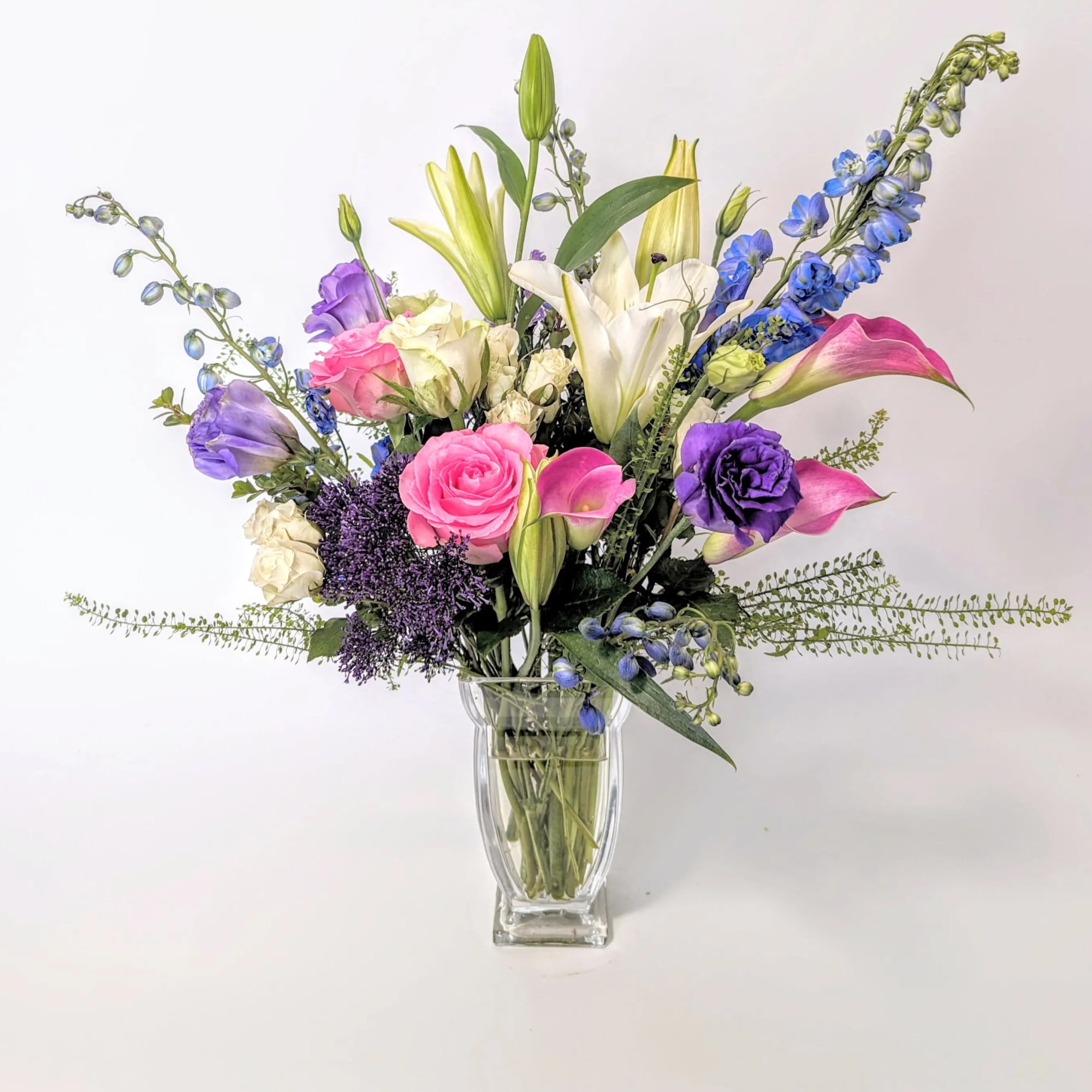 A beautiful mixed bouquet of the freshest premium flowers available like, pink