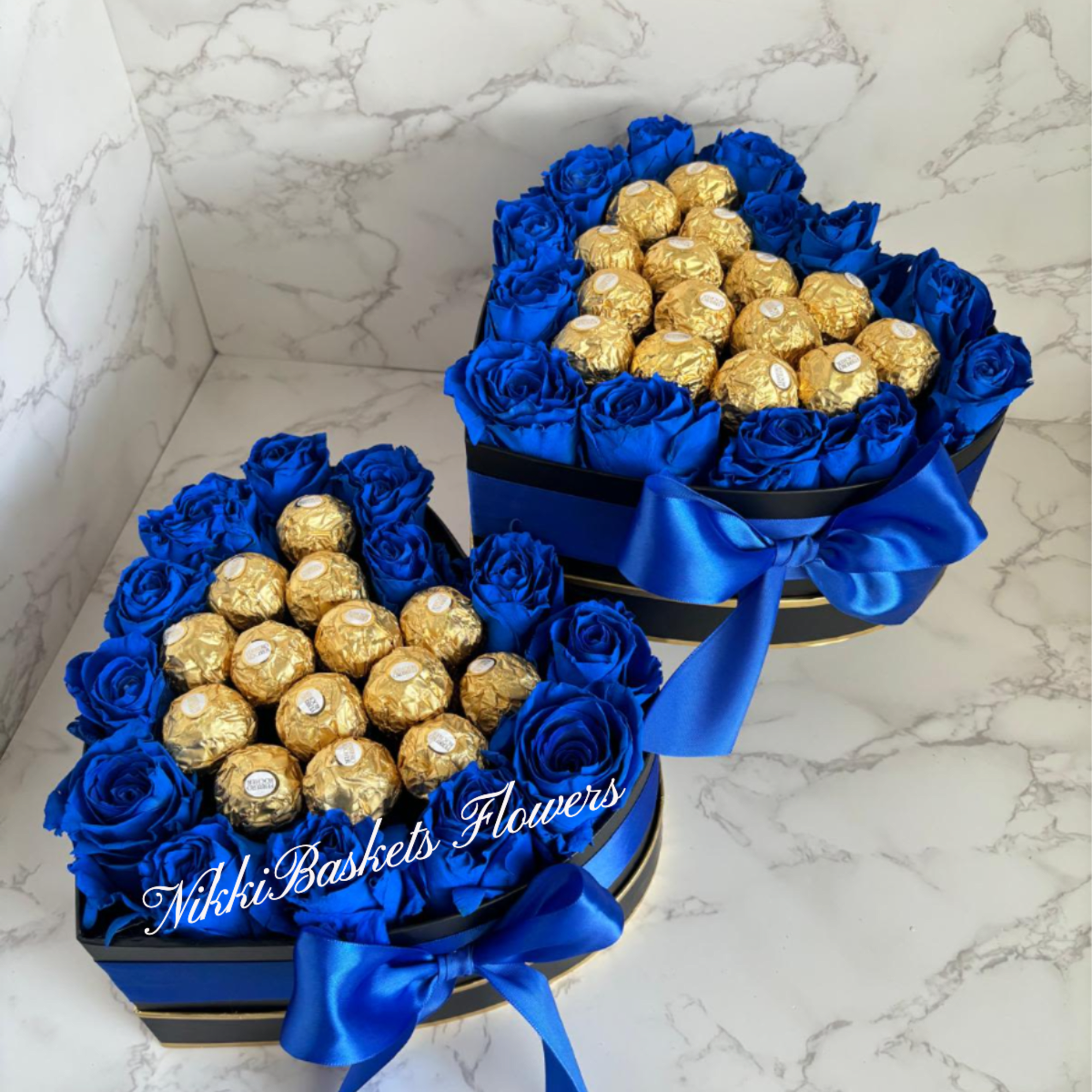 12 roses with ferrero chocolate in the middle 