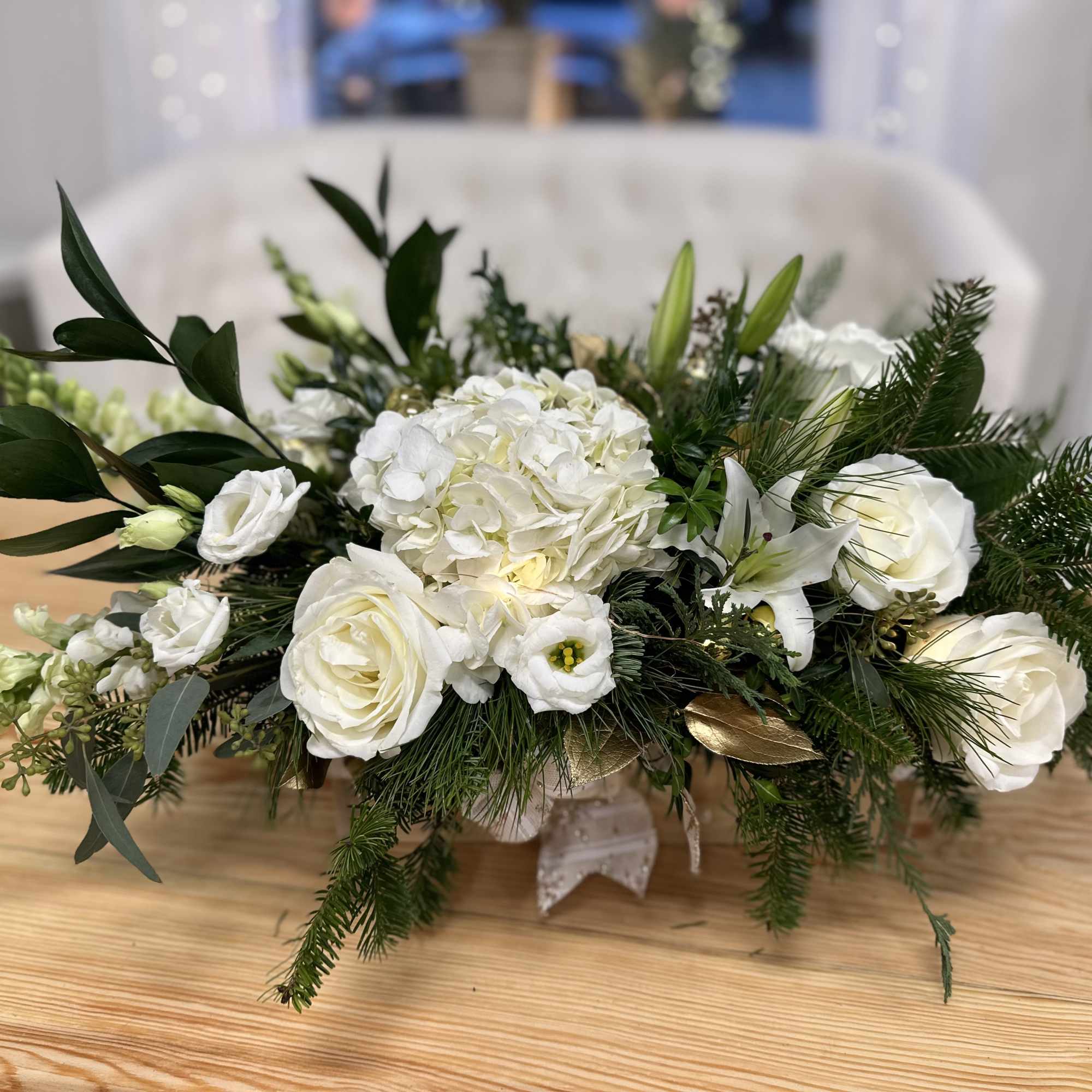 Elevate your dining experience with White Christmas by Westford Florist Art by