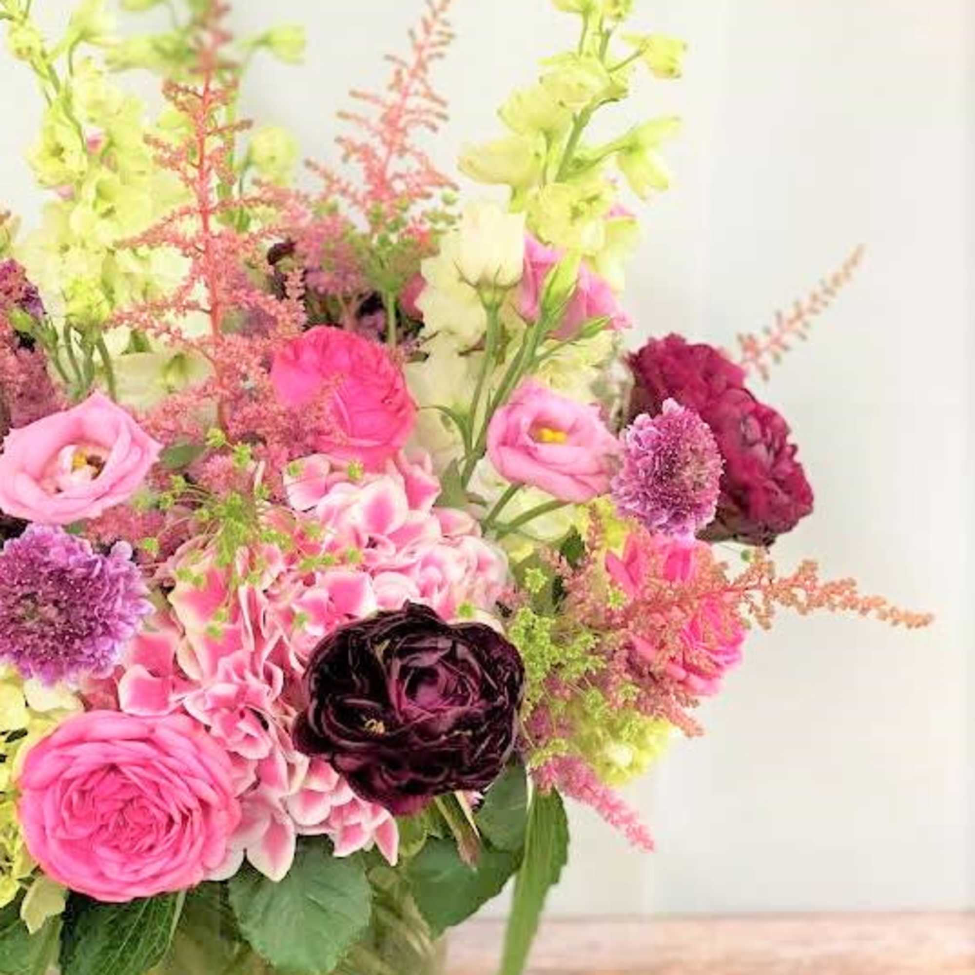 A collection of light and deep seasonal pinks florals - free flowing