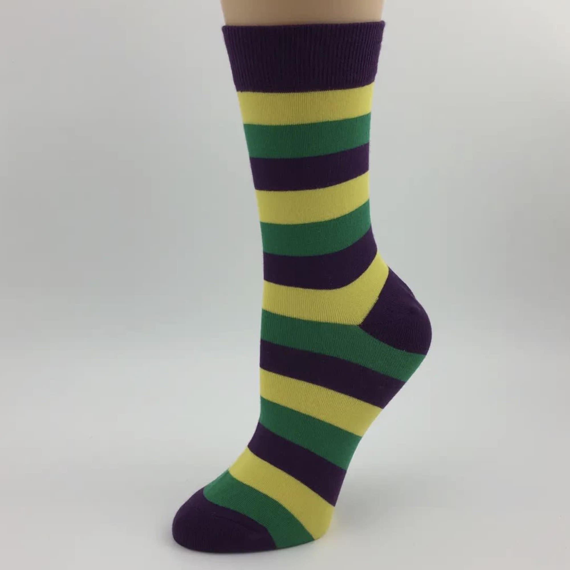Festive &amp; fun Mardi Gras socks
Size medium (womens) and large (mens) available