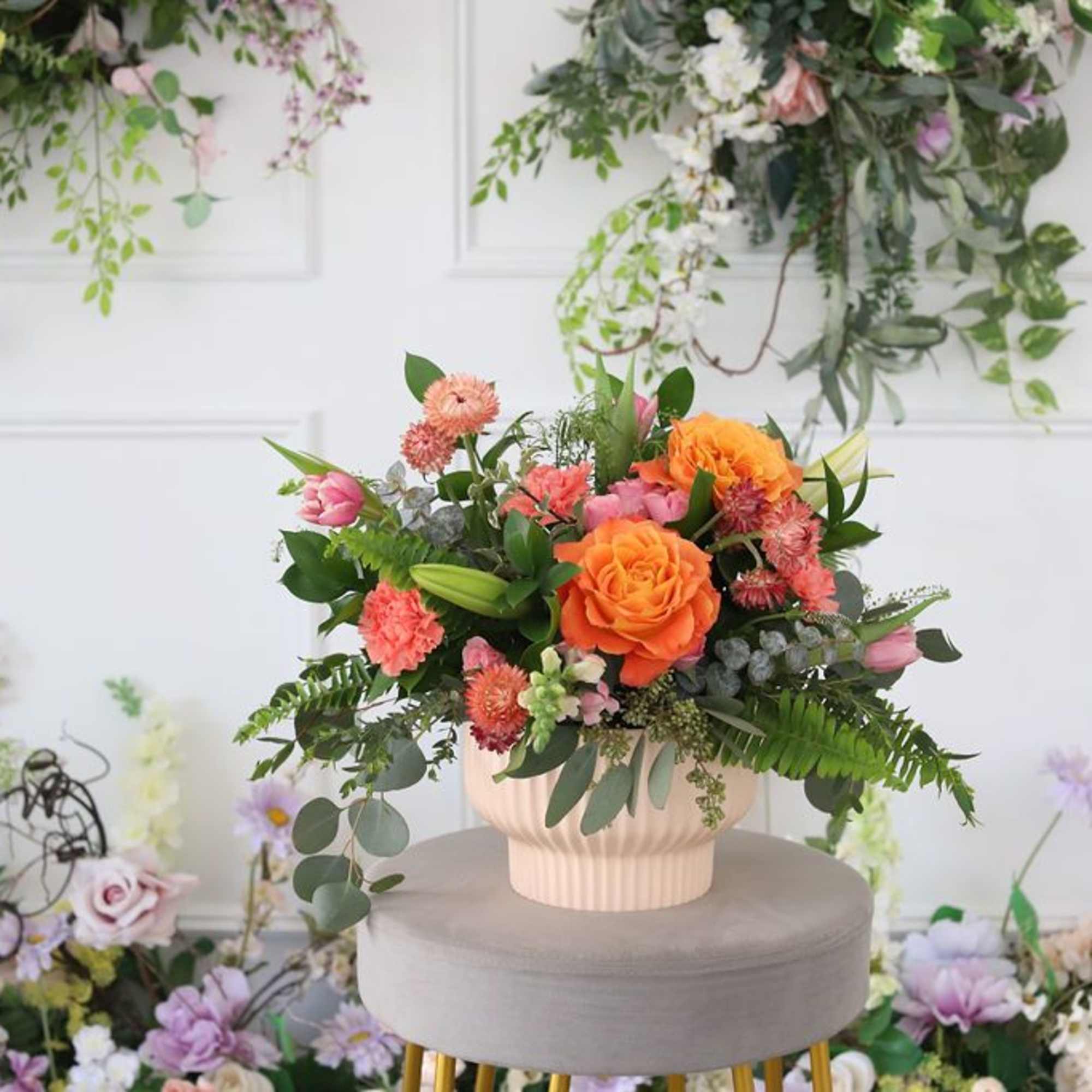 Inspired by the warm glowing hues of a sunset, Golden Hour Garden