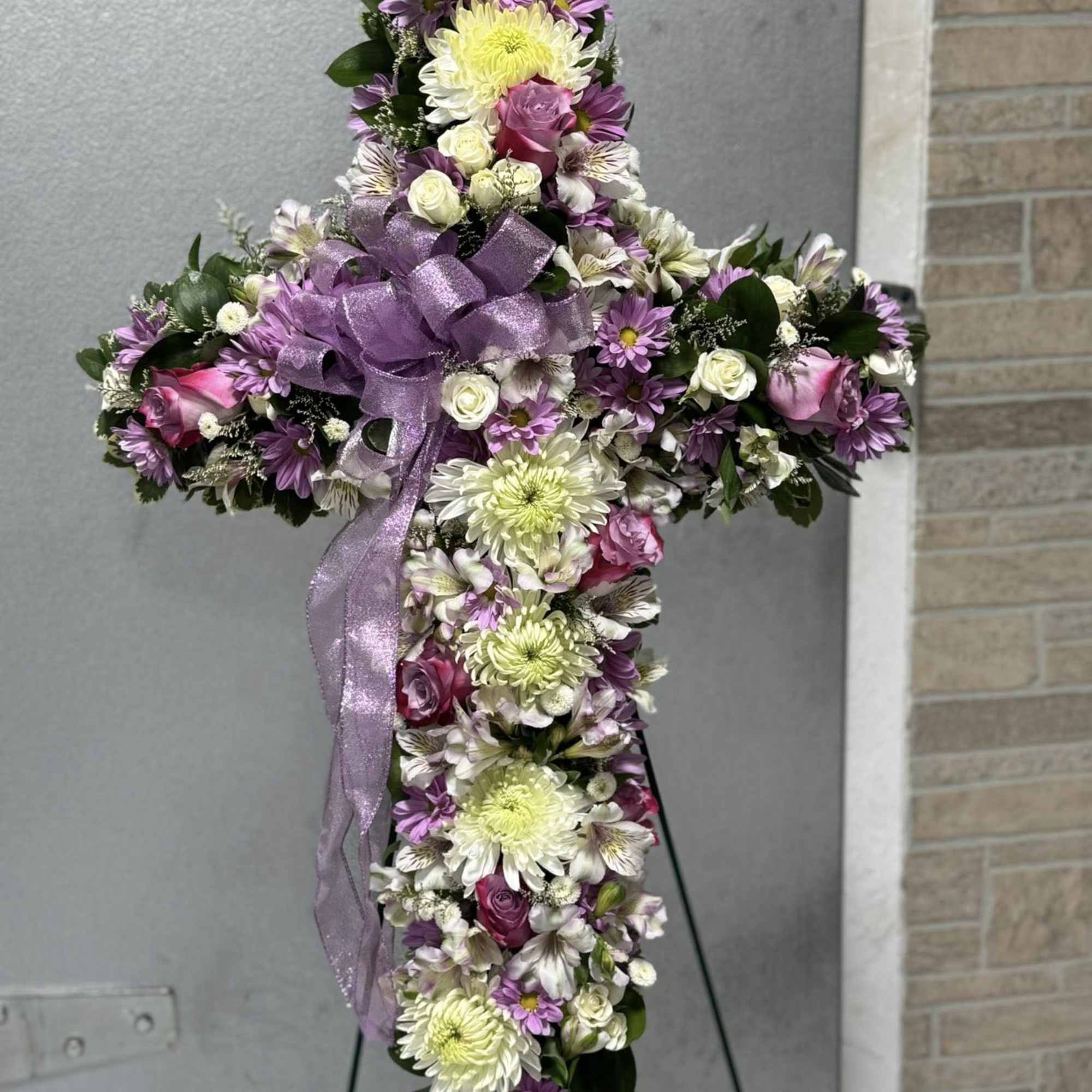 Lavender Grace Cross Standing Spray in Enoree, SC | Blessings in