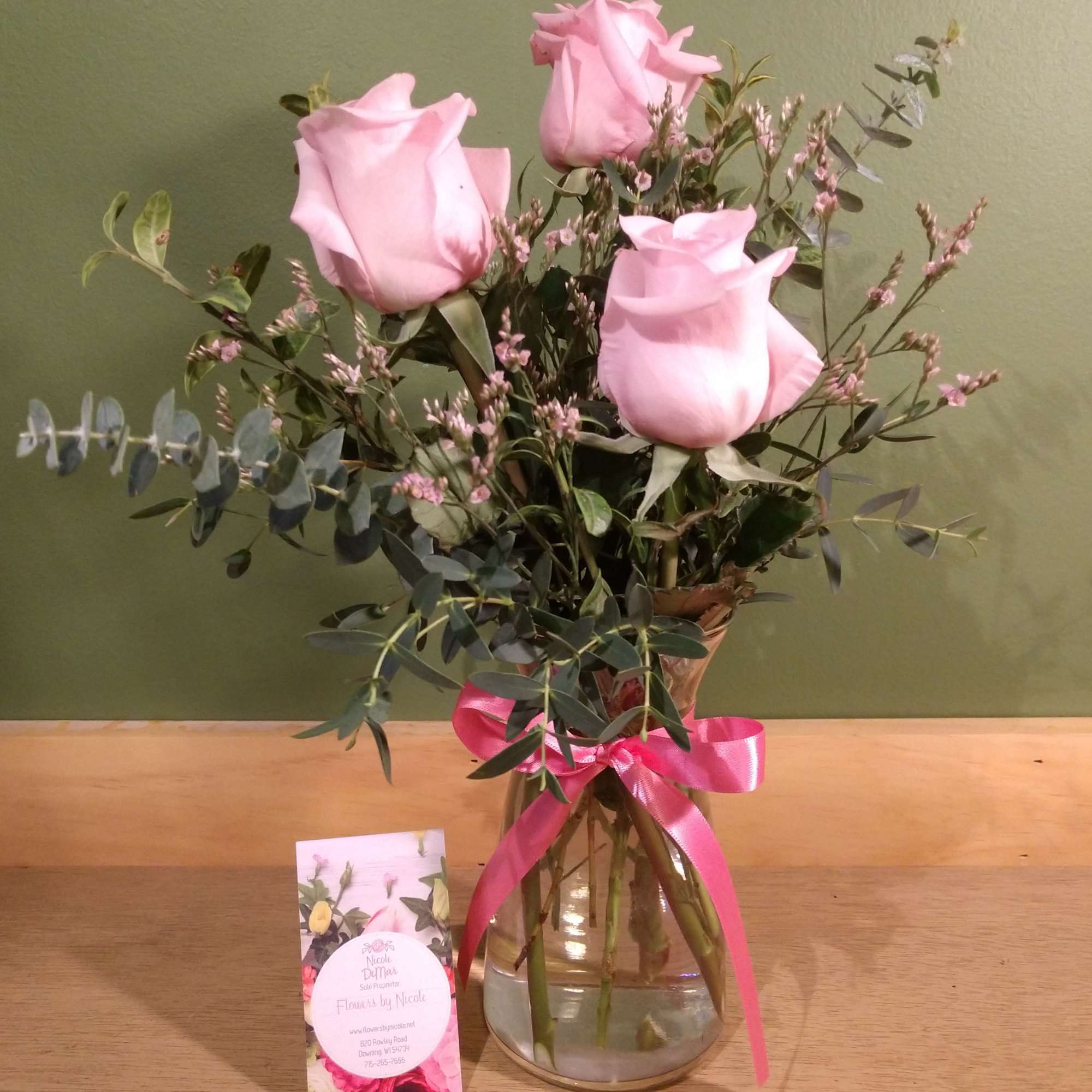 Say it sweeter with this feminine bouquet of pink roses and lush