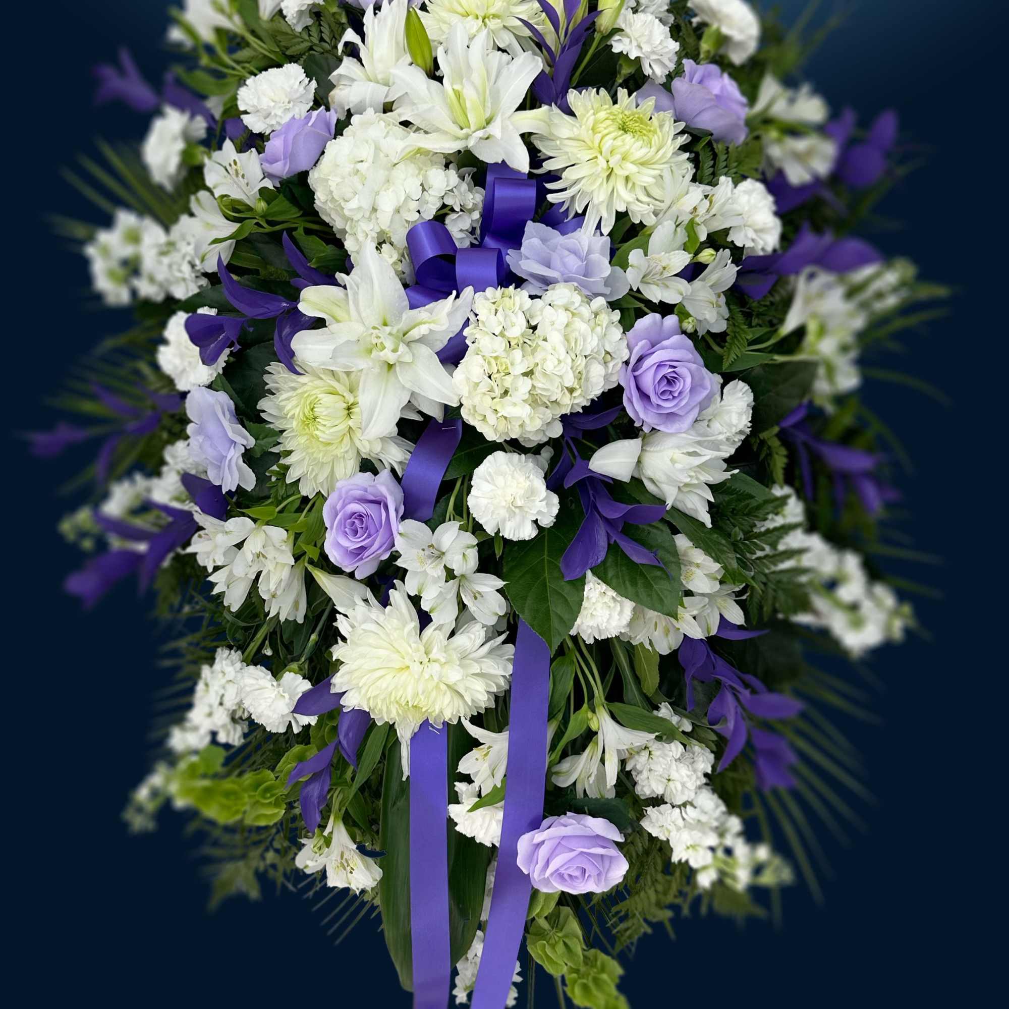 A gentle palette of whites and purples.