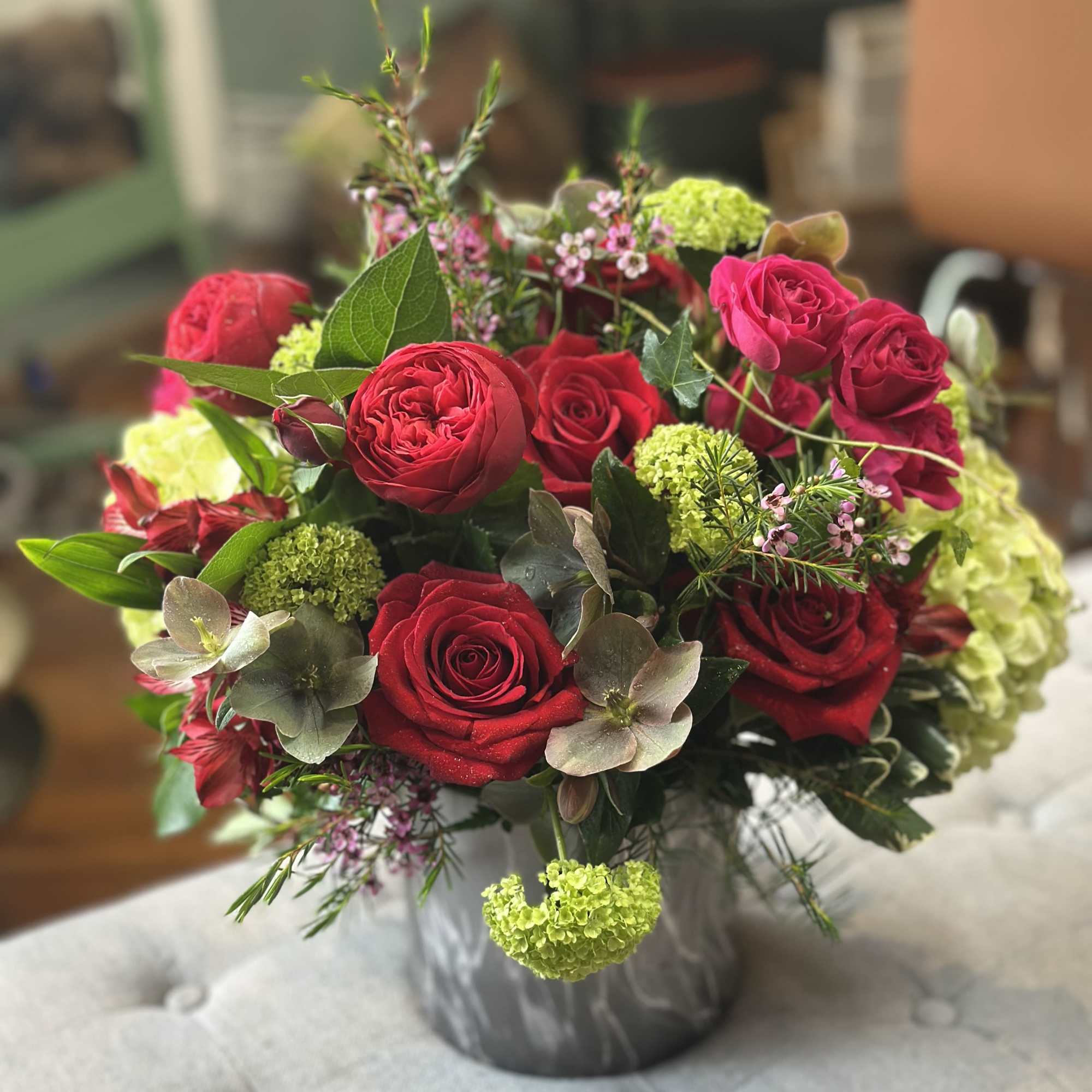 Rose Garden is a beautiful, lush, and vibrant arrangement designed in a