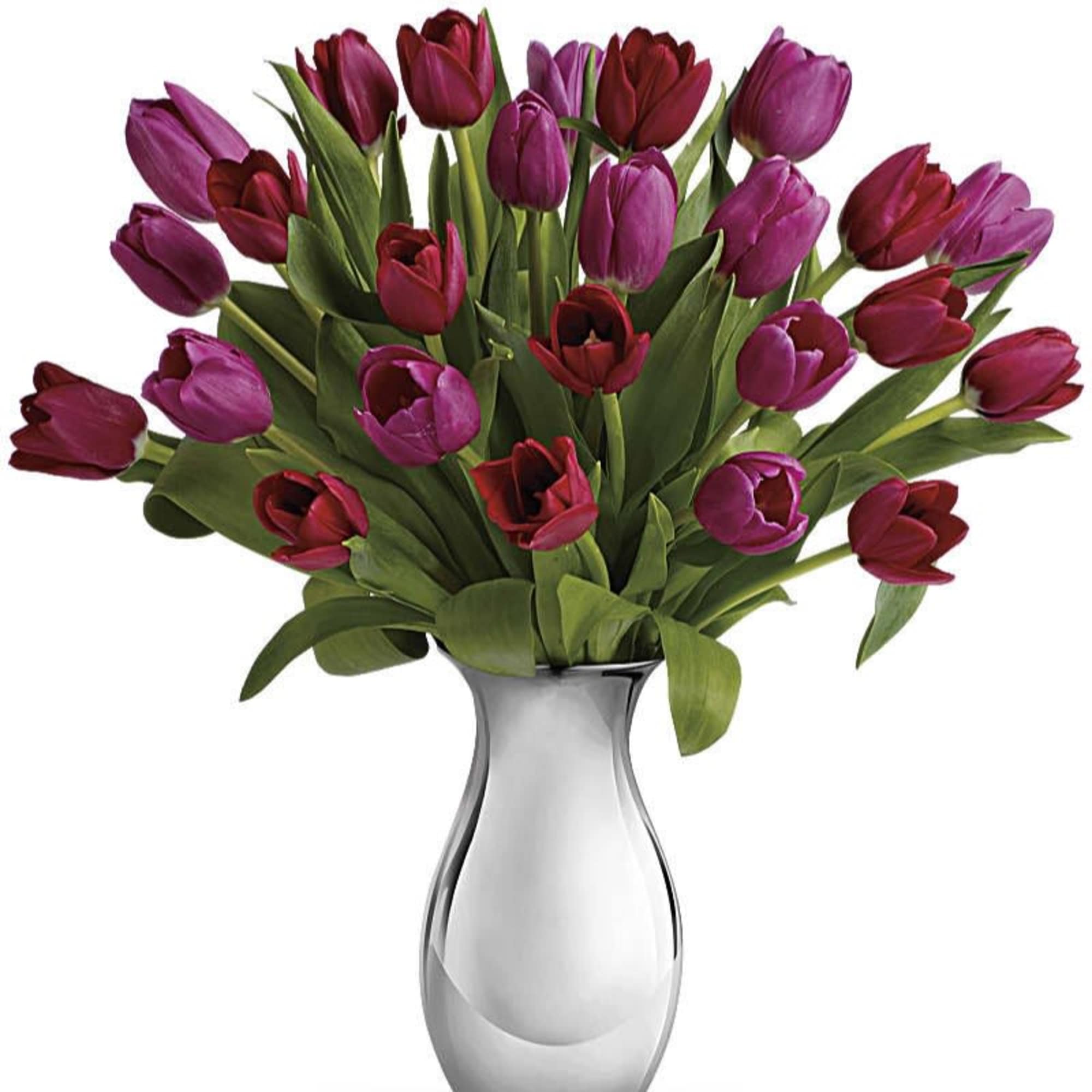 Surrender to the elegant, natural beauty of tulips. Red and pink tulips