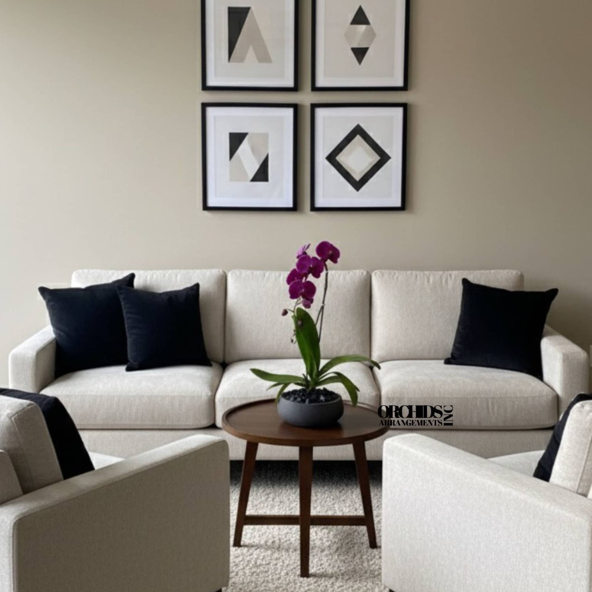 A high quality Single Purple orchid flowers with a vase 8.5" D