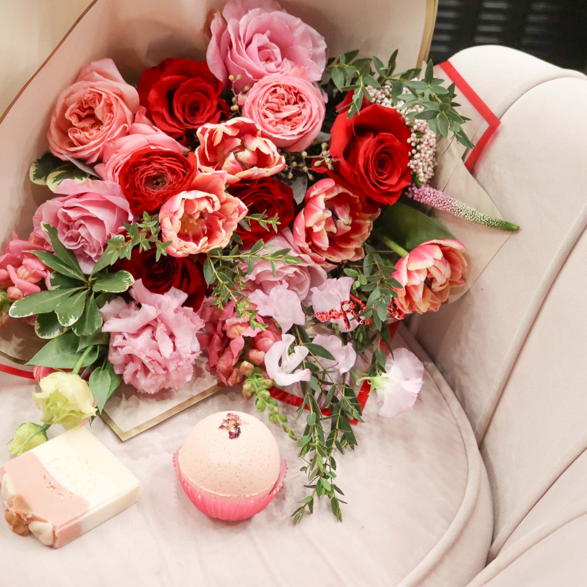 Forever &amp; Always is an elegant hand tied bouquet in pink and