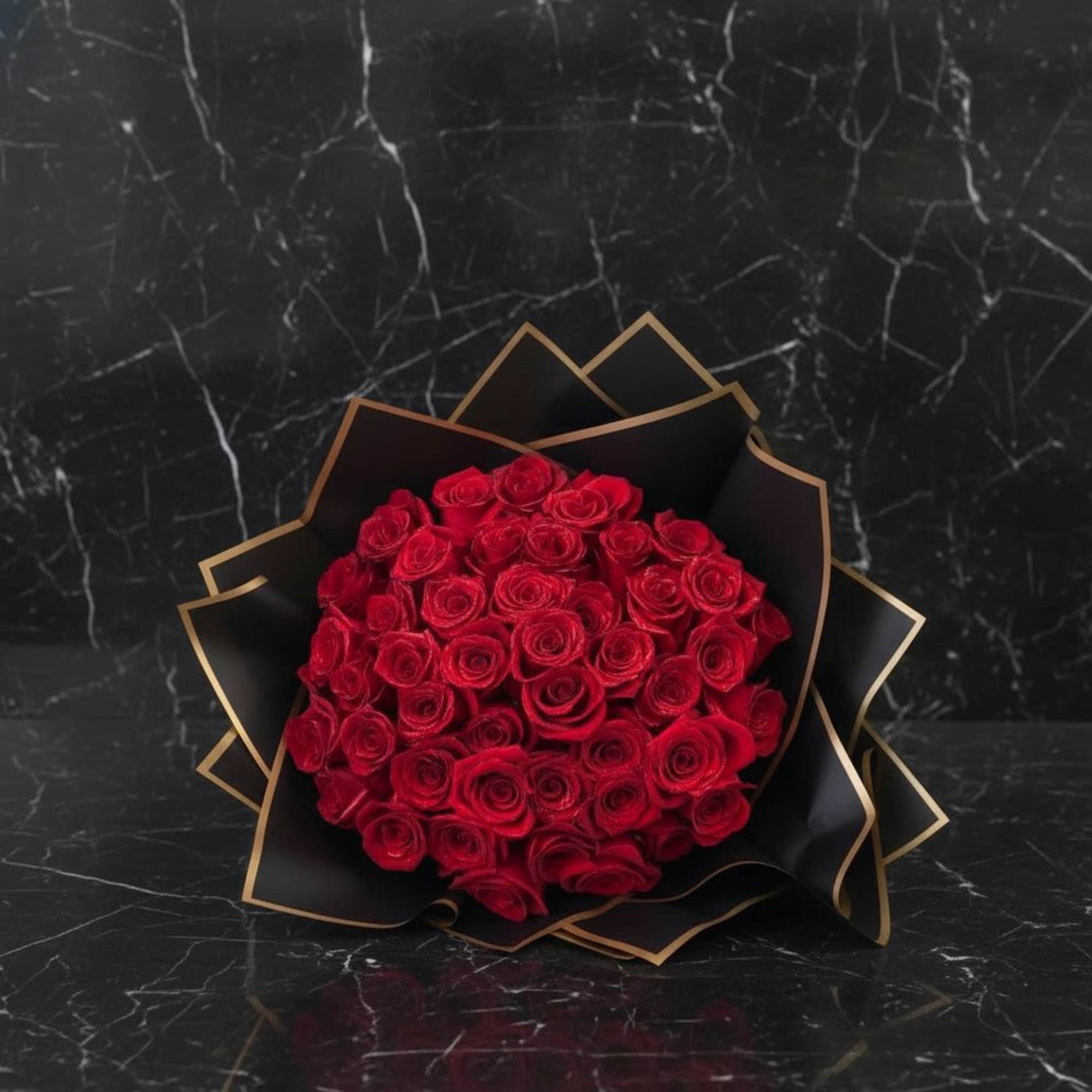 All red rose statement bouquet for someone special.