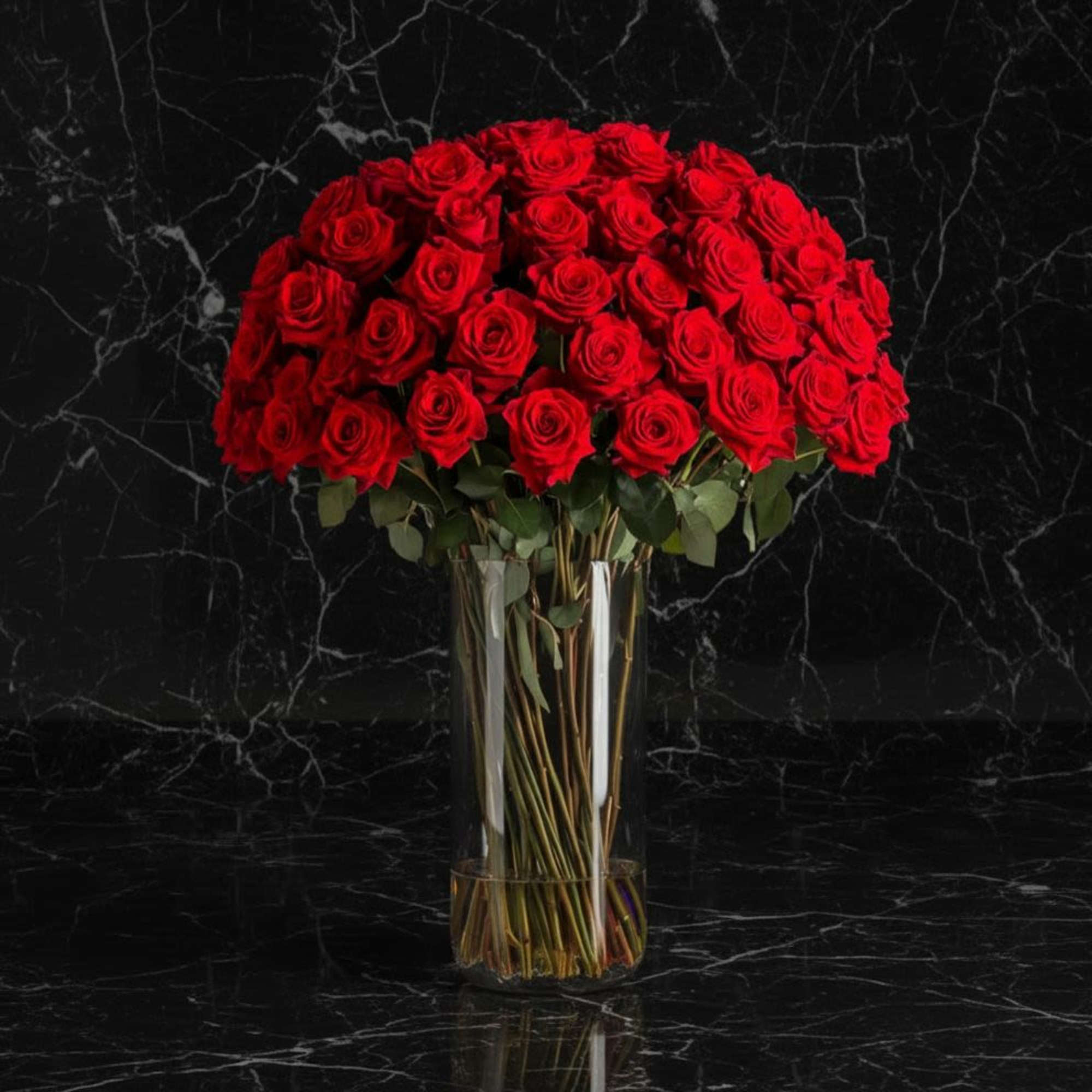All red rose statement bouquet for someone special.