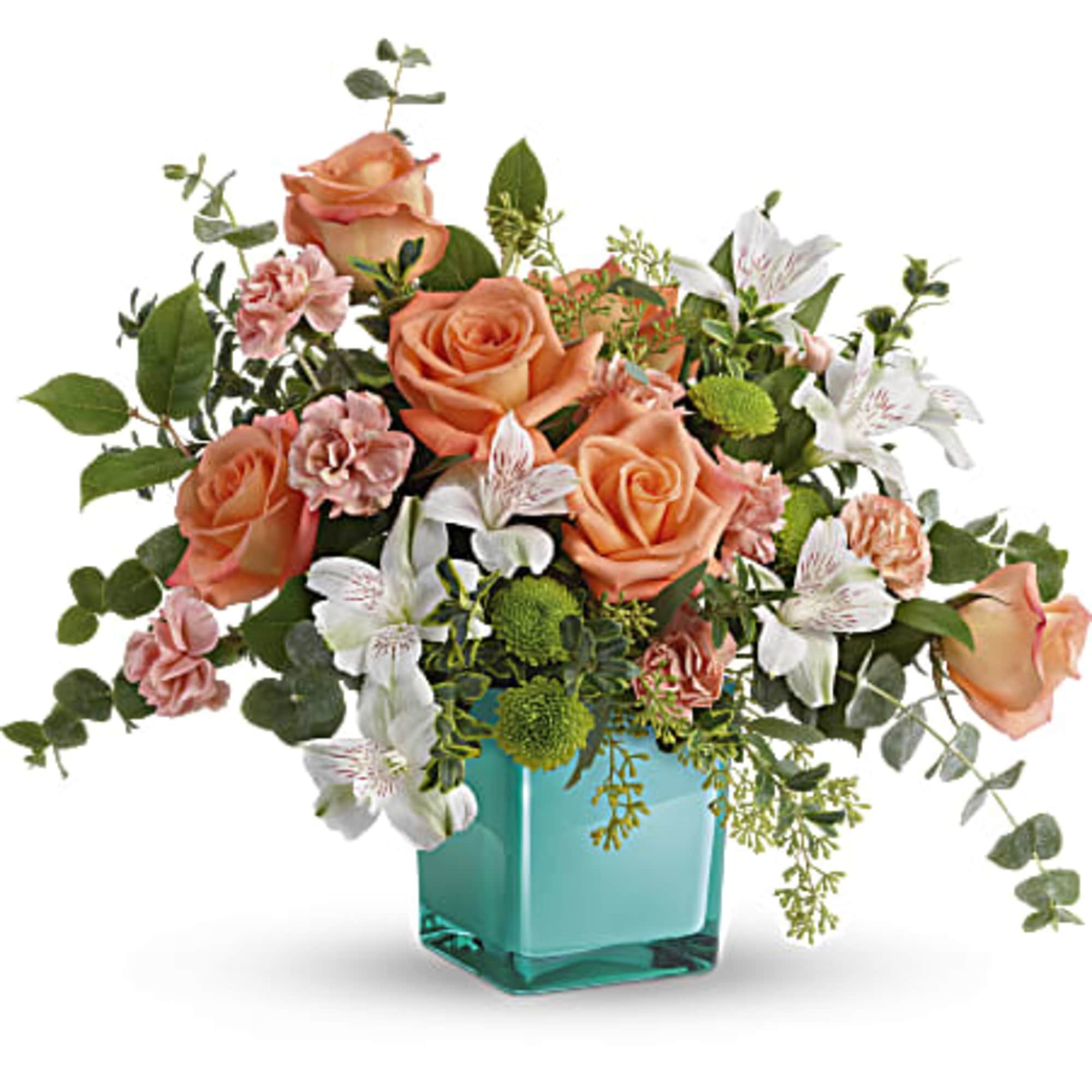 Inspired by the warm peach skies and crystal blue waters of a