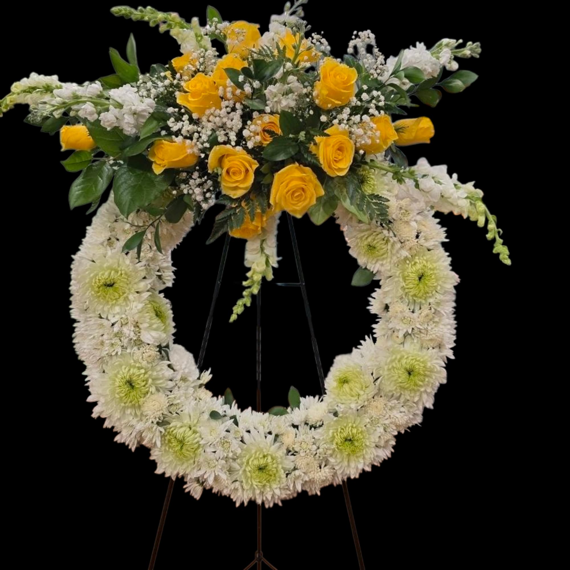 A graceful sympathy wreath symbolizing everlasting love and cherished memories, featuring a
