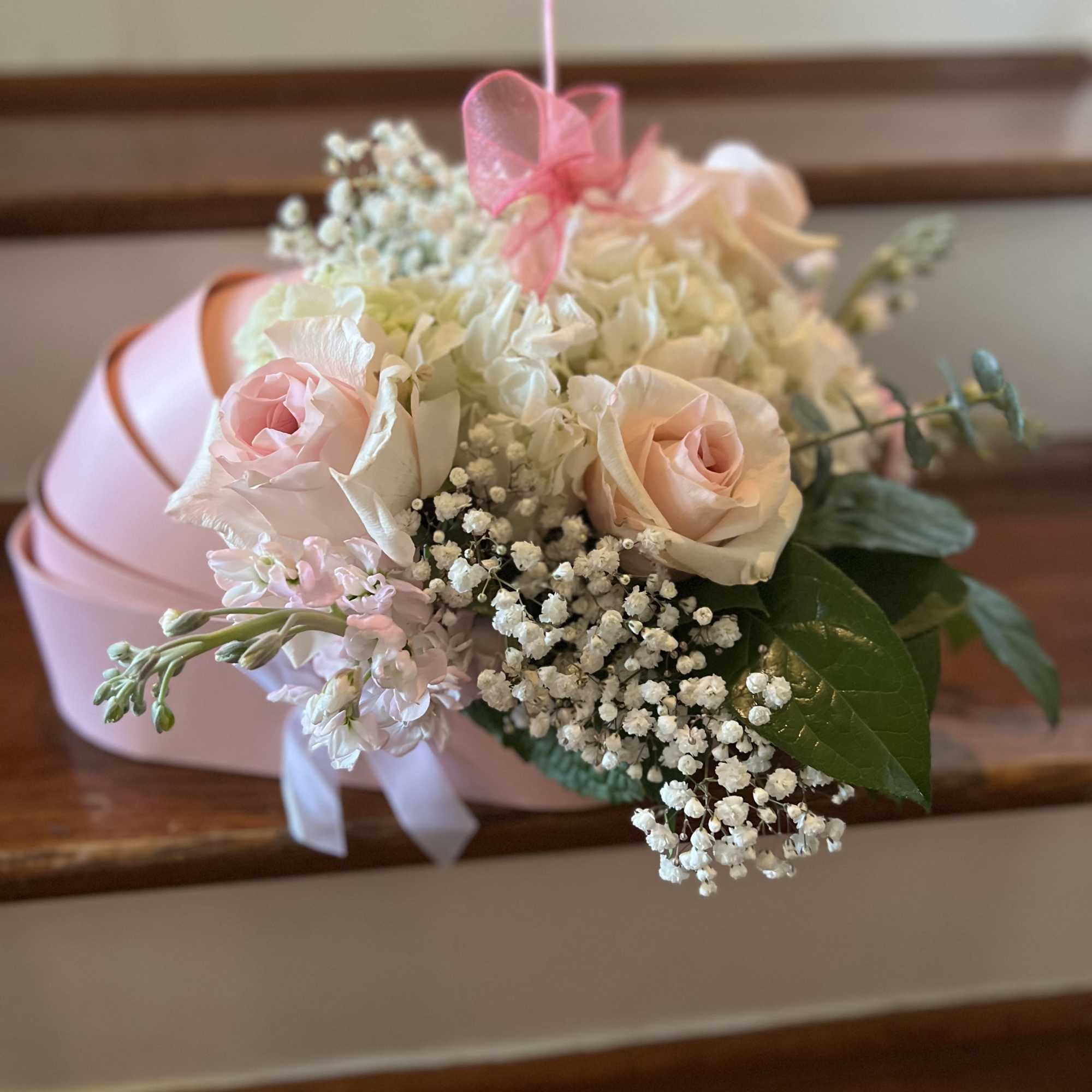 Designers Choice of Fresh Cut Florals placed in Blue Cradle Gift Box