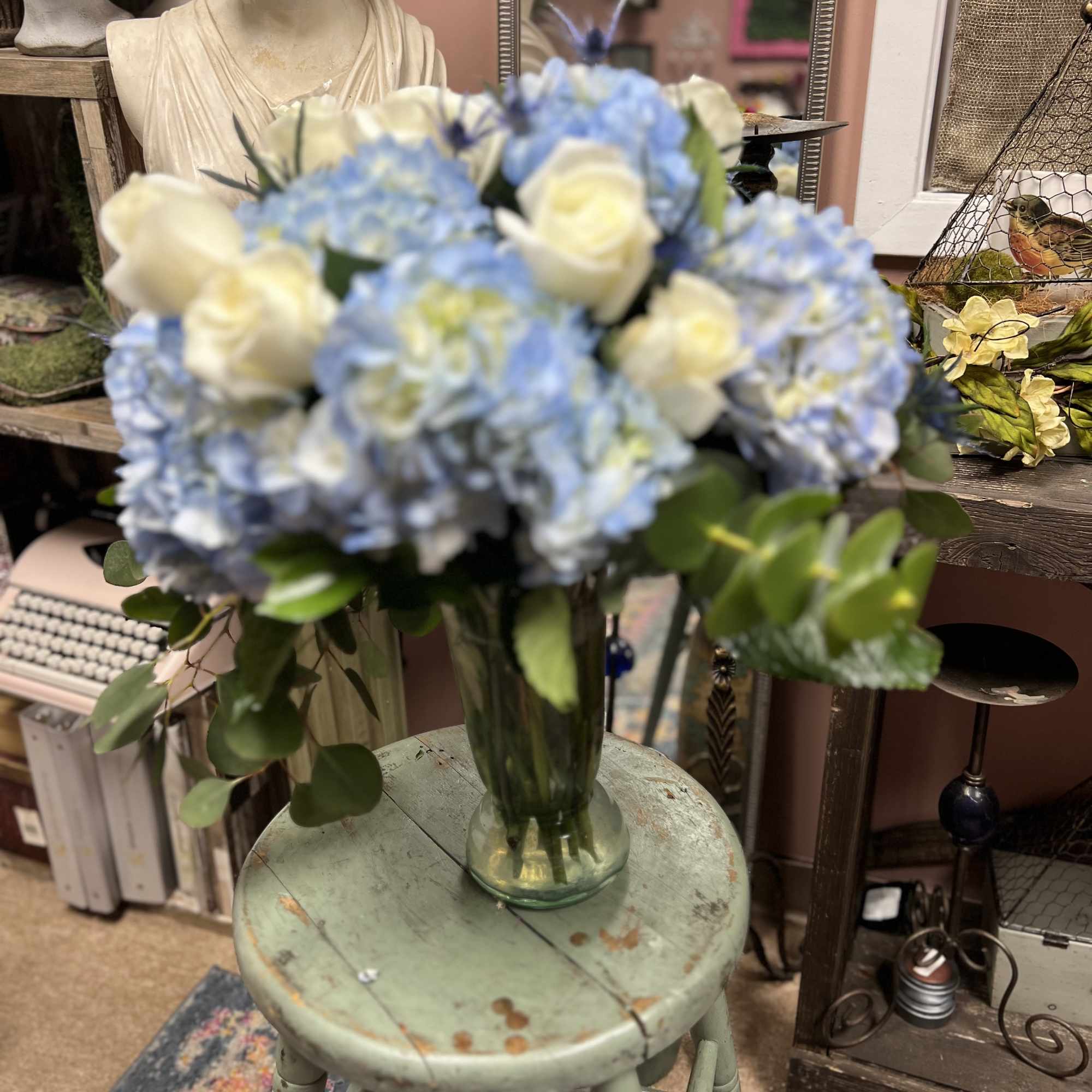 DESIGNER CHOICE of Seasonal Blue and White Fresh Cut Florals (to include