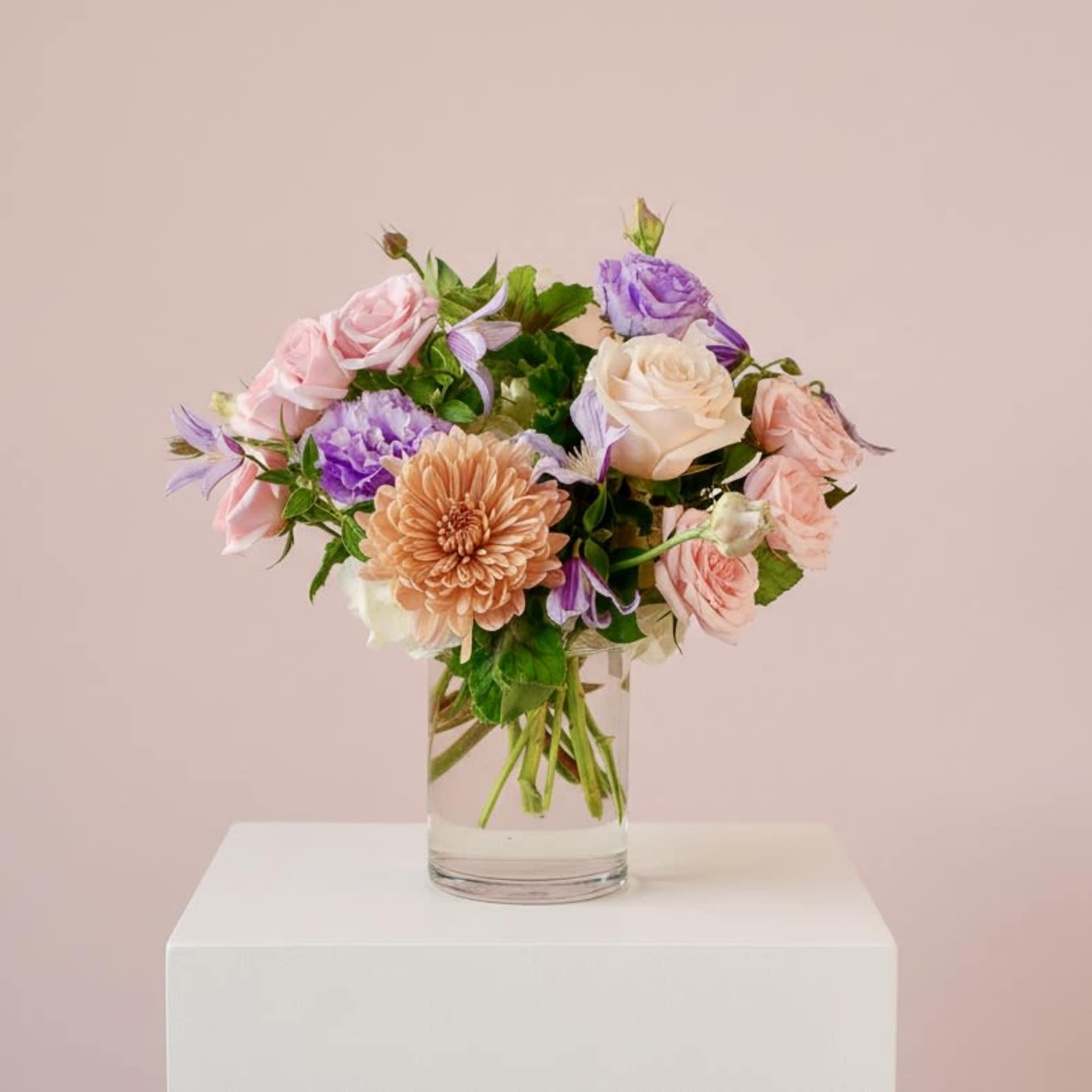 Pastel Promise is a romantic, garden-inspired Valentine&rsquo;s Day arrangement designed with soft