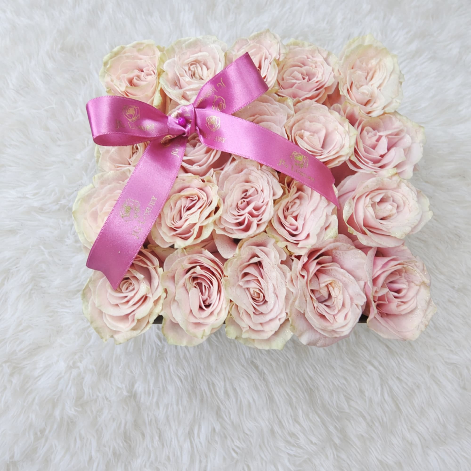An elegant arrangement of 20 Ecuatorian soft blush barbie pink roses presented