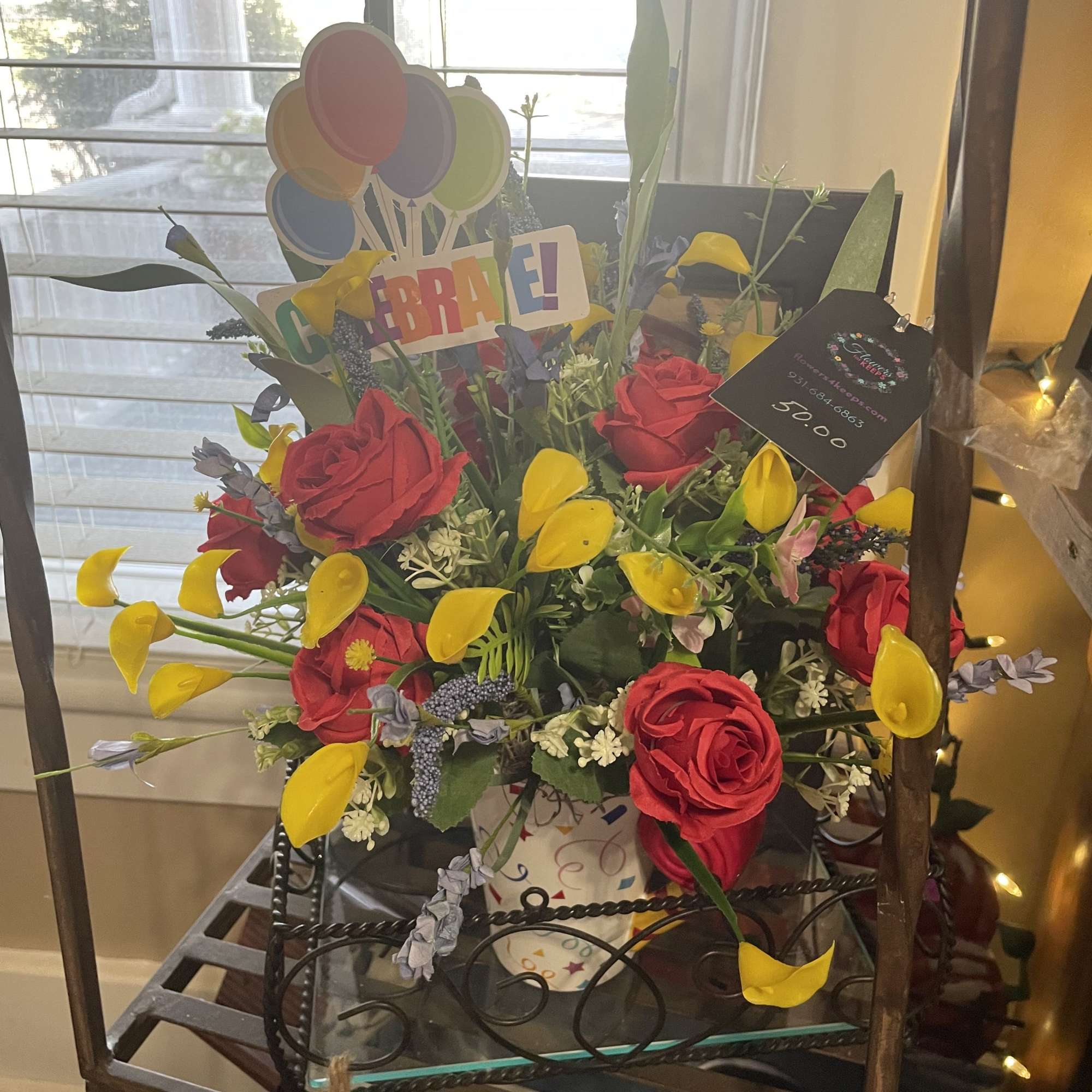 Bring some Happy to your birthday .  Pretty silk Fun flowers