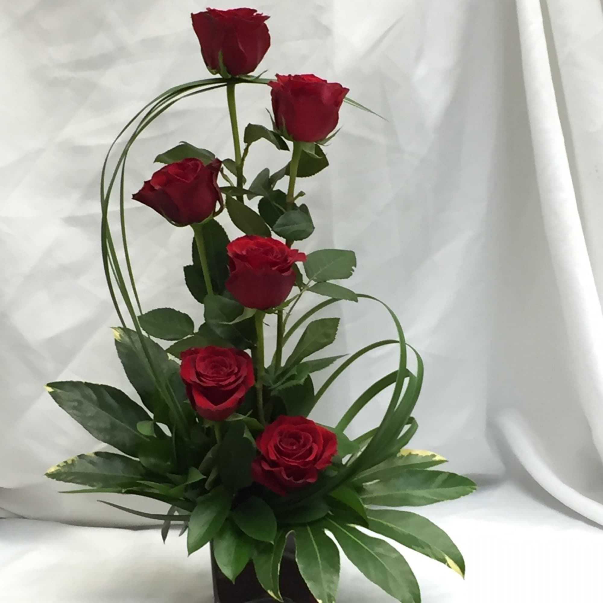 6 red roses that make a big show. You don't need a