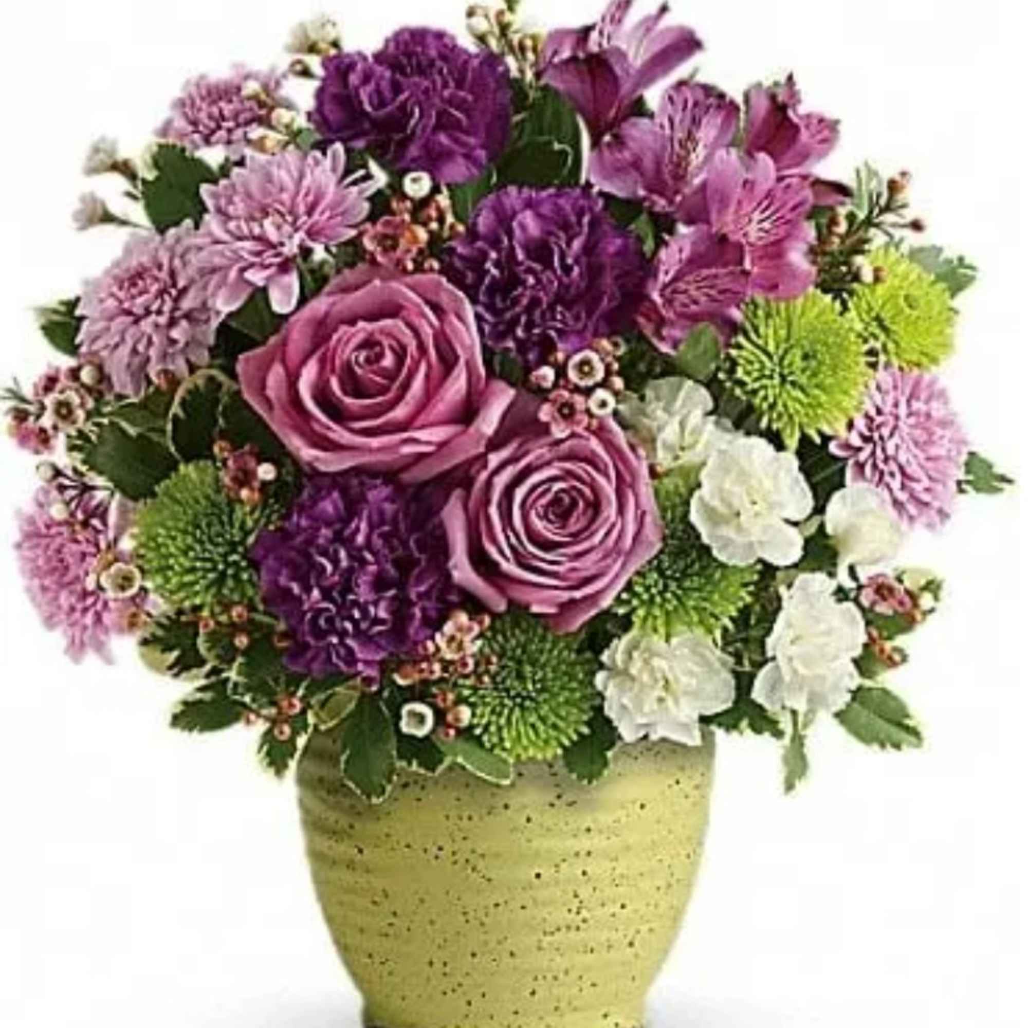 Inspired by Japanese pottery, this hand-speckled, hand-glazed stoneware pot is a splendid