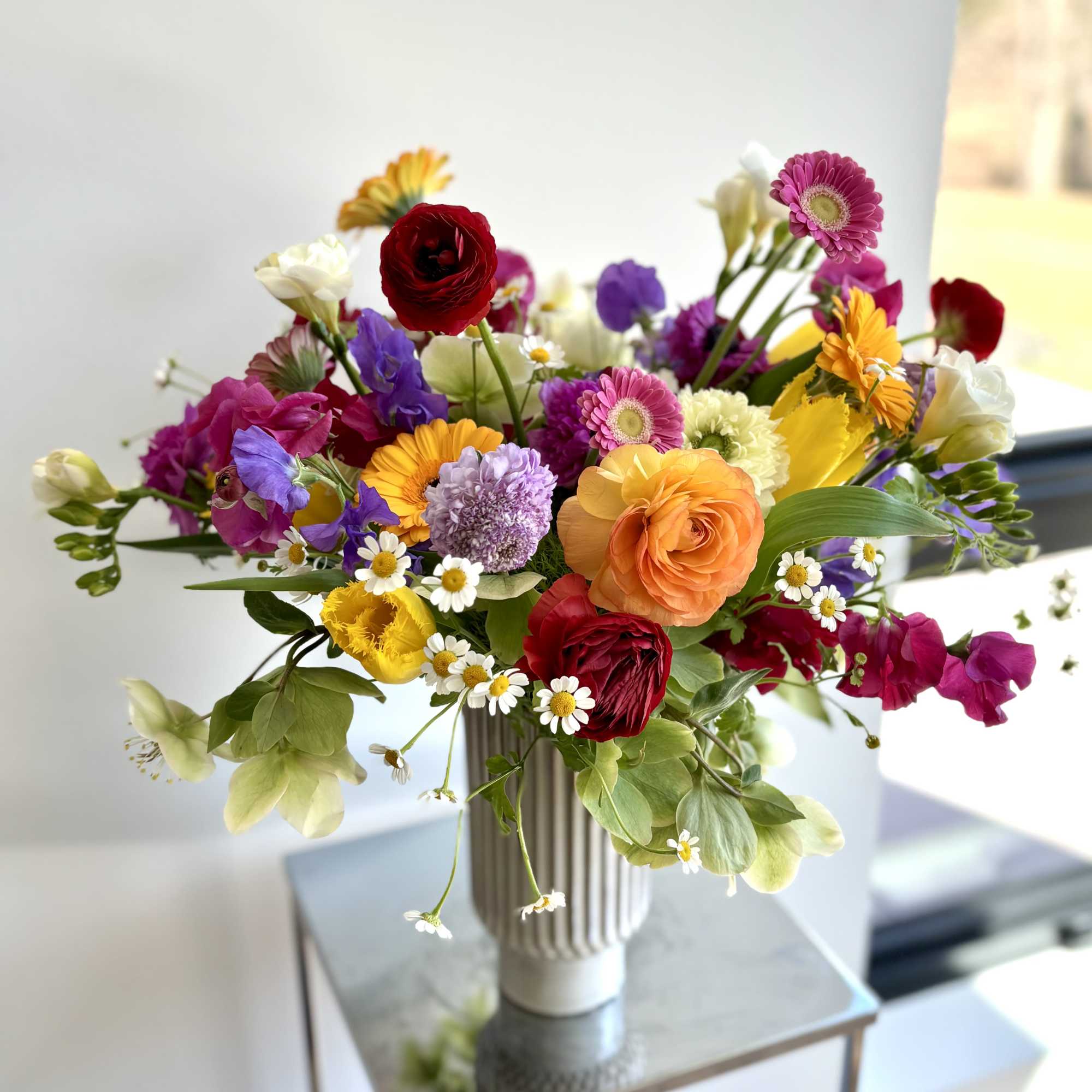 A gorgeous bouquet of abundant amount of premium spring flowers in a