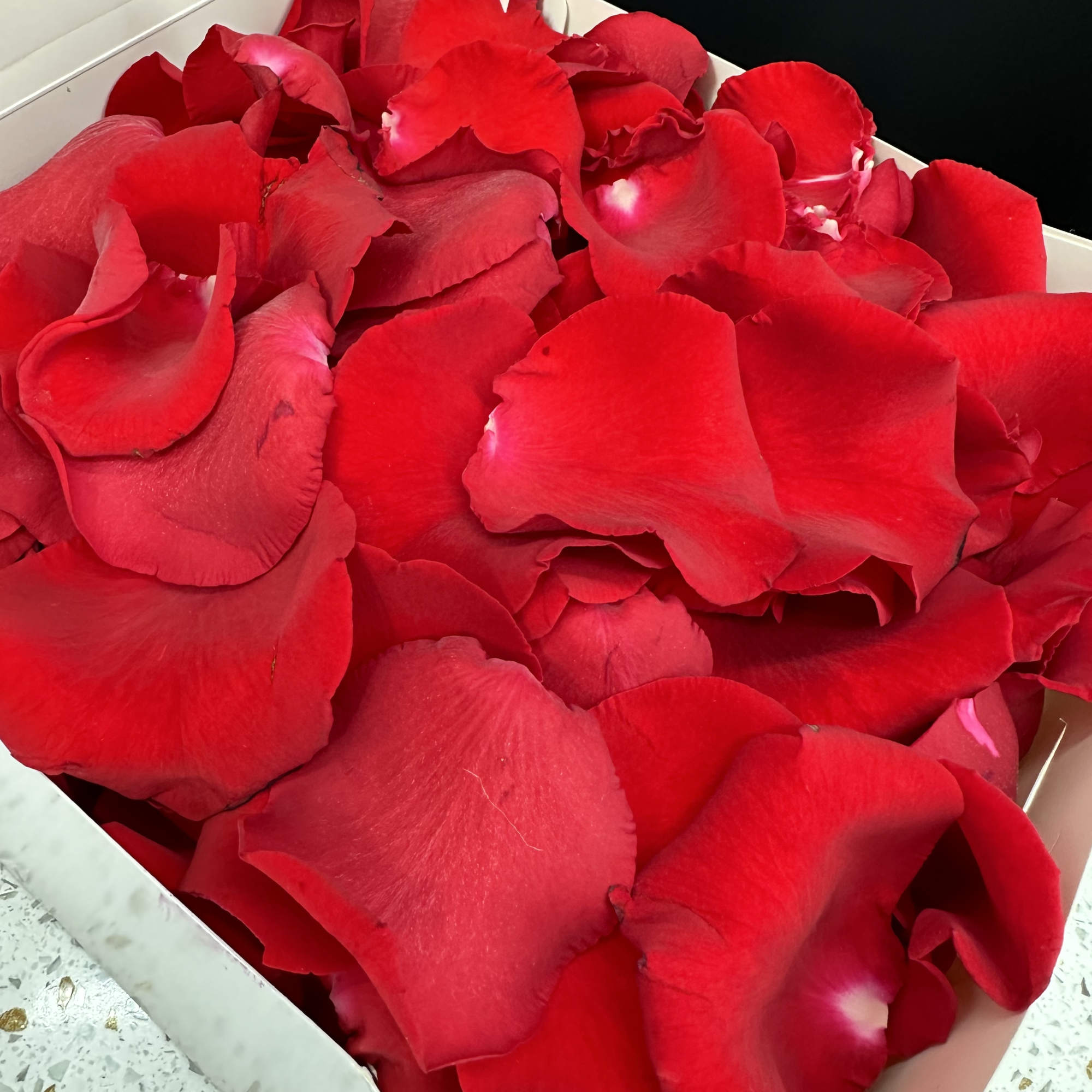 Delicate .richly colored roses petals selected for their velvety texture and deep