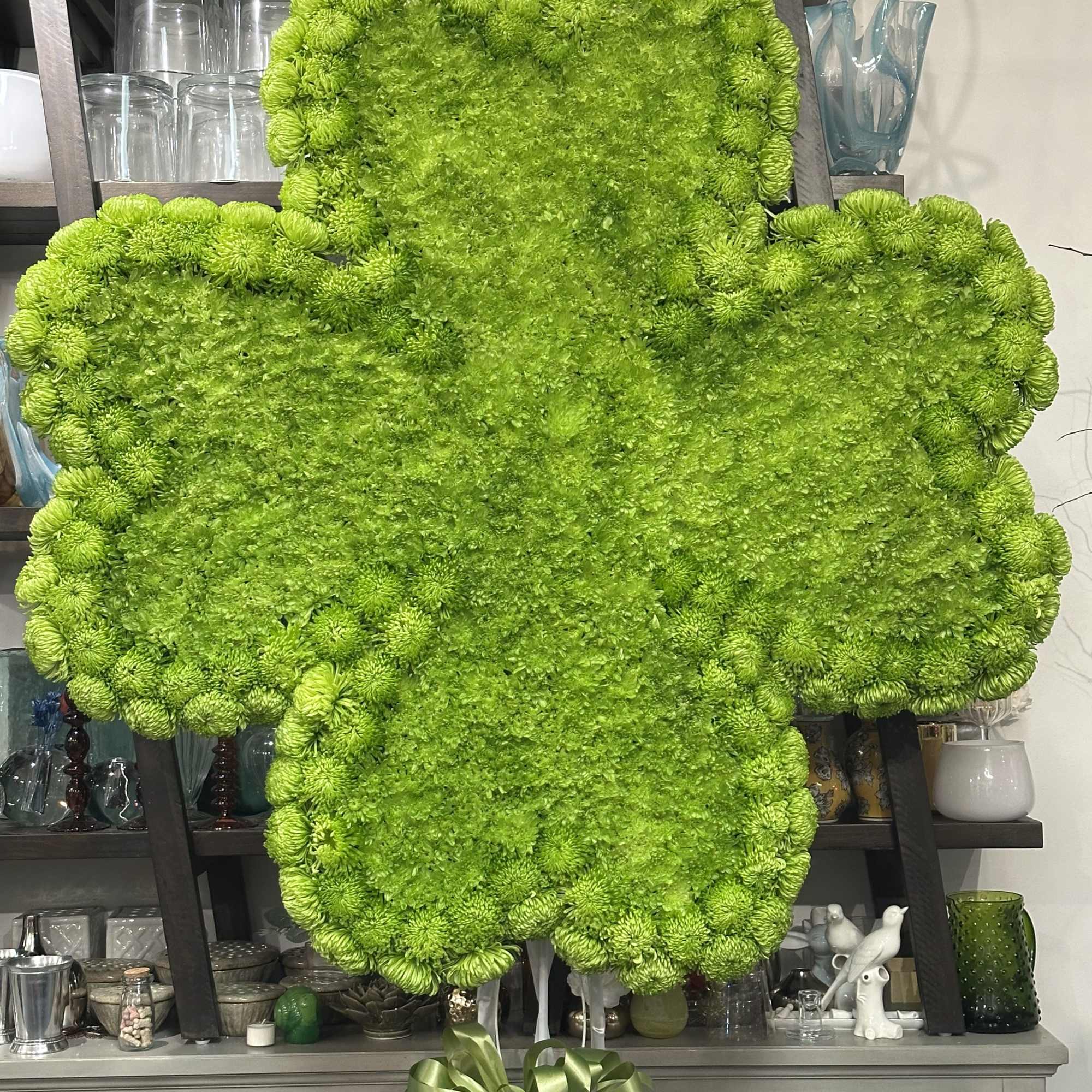 a large green clover leaf for a funeral