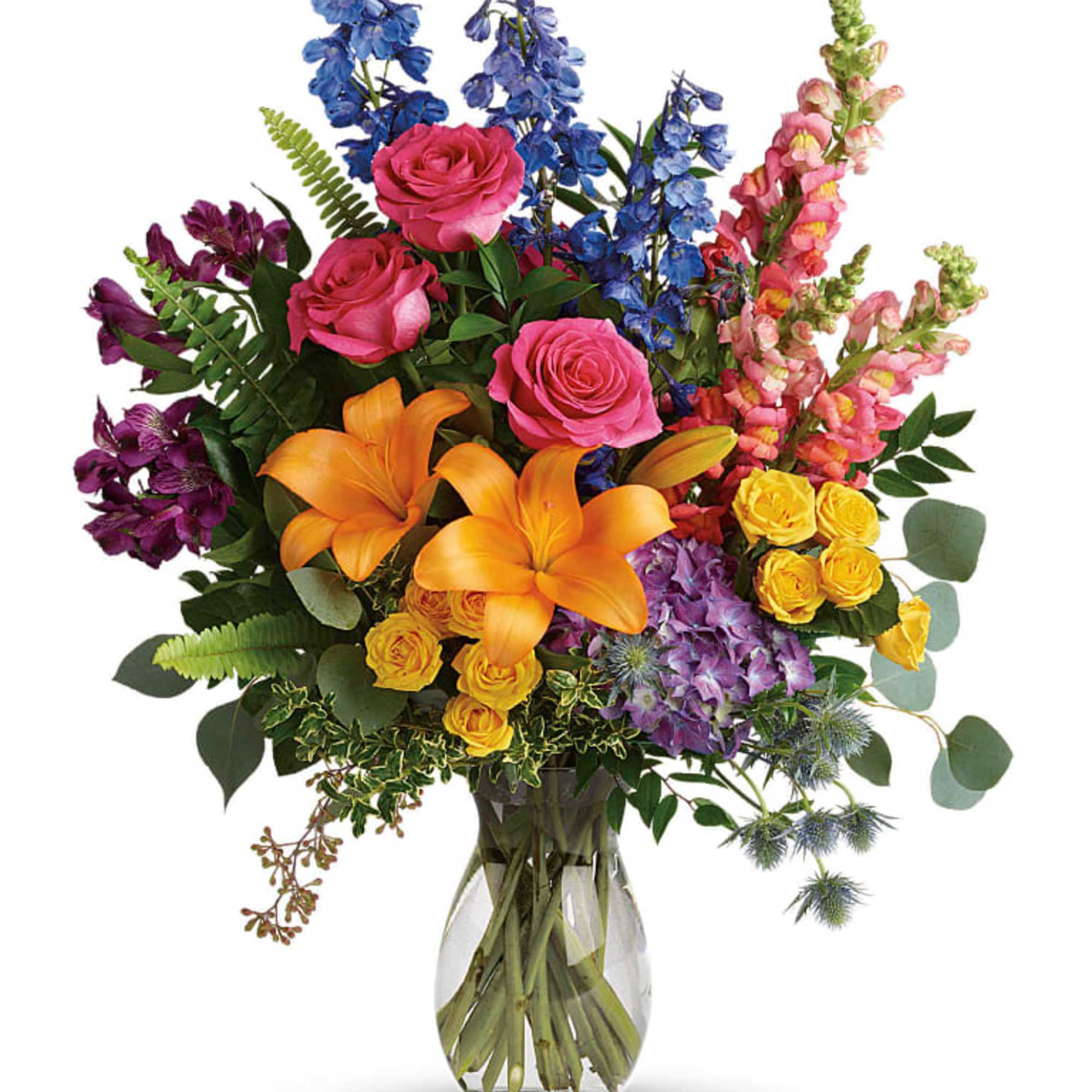 Color any occasion beautiful with this lovely bouquet of hydrangea, roses and