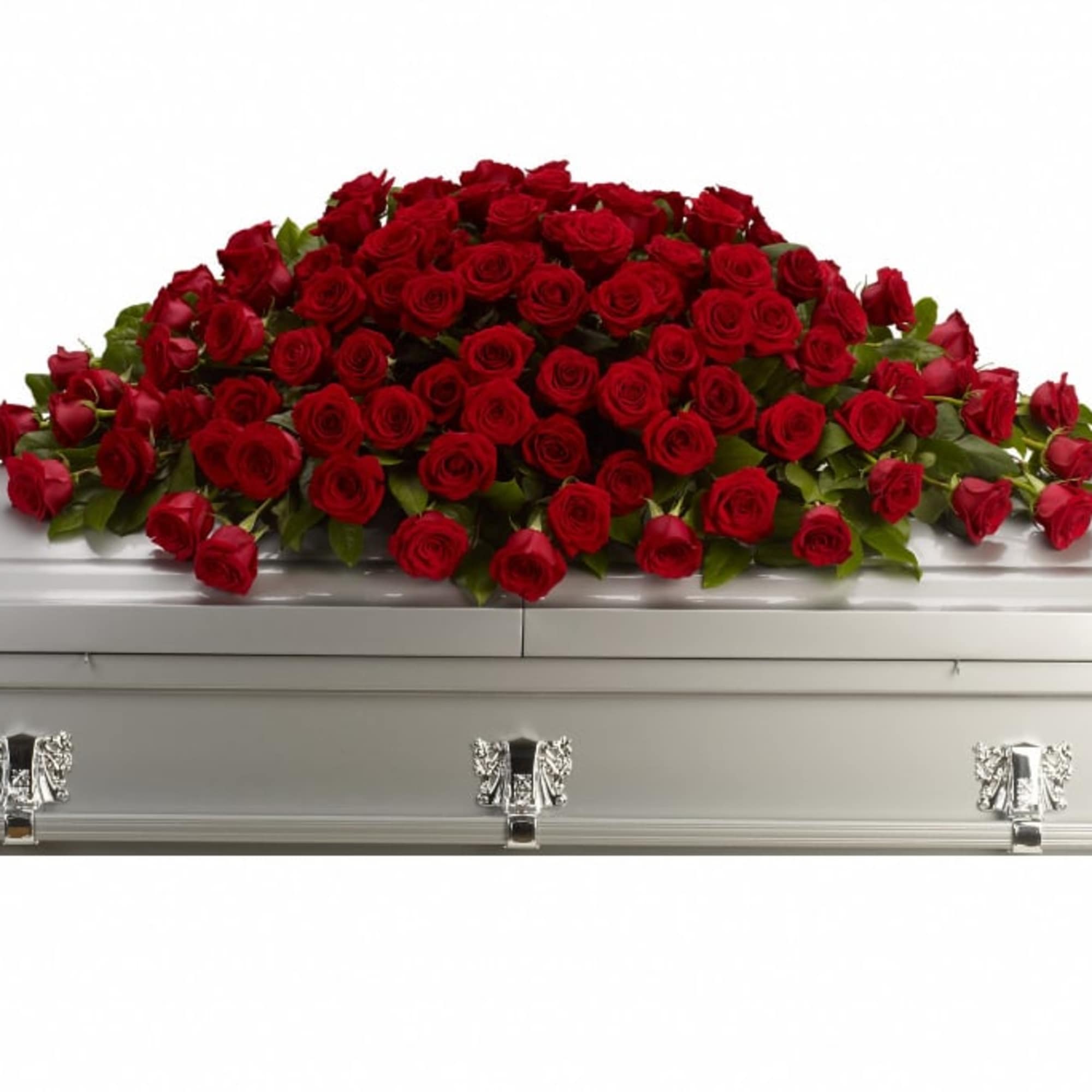 A loving embrace of rich, regal roses in an all-red spray to