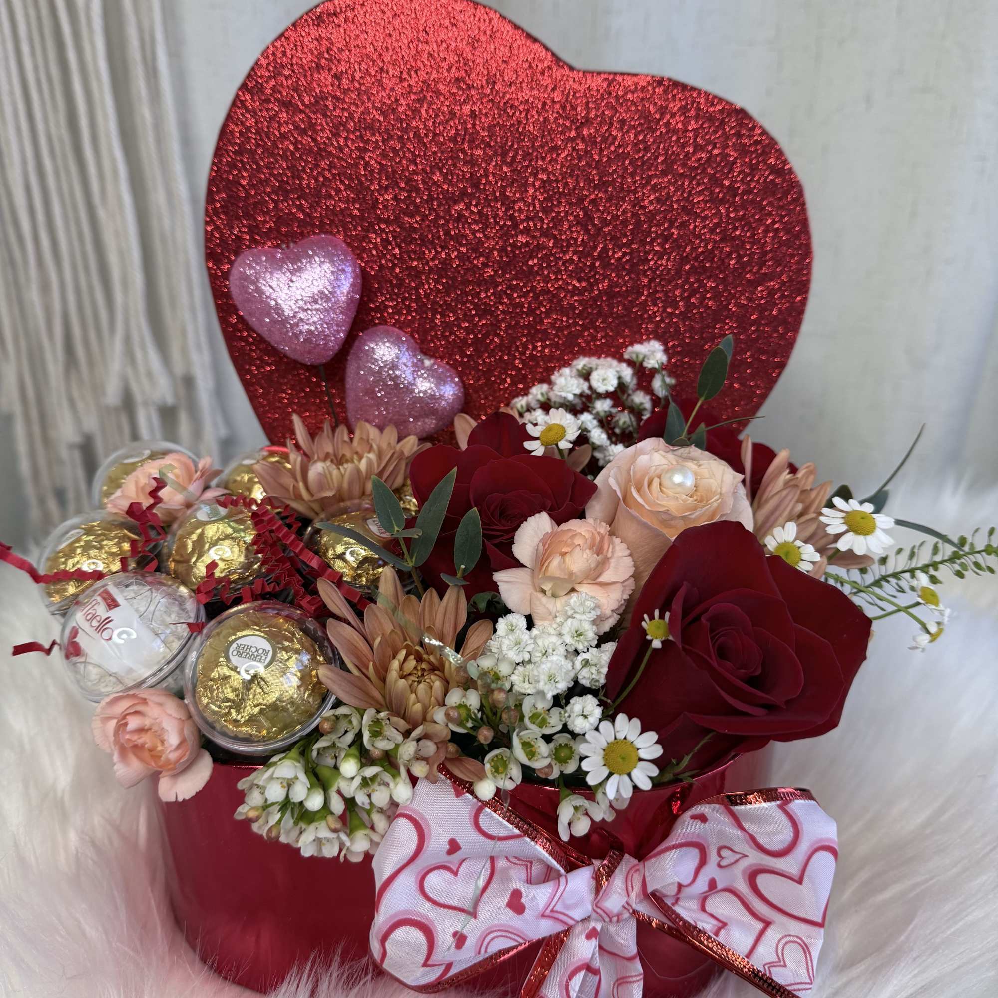 A gift that speaks from the heart .
This floral arrangement in a