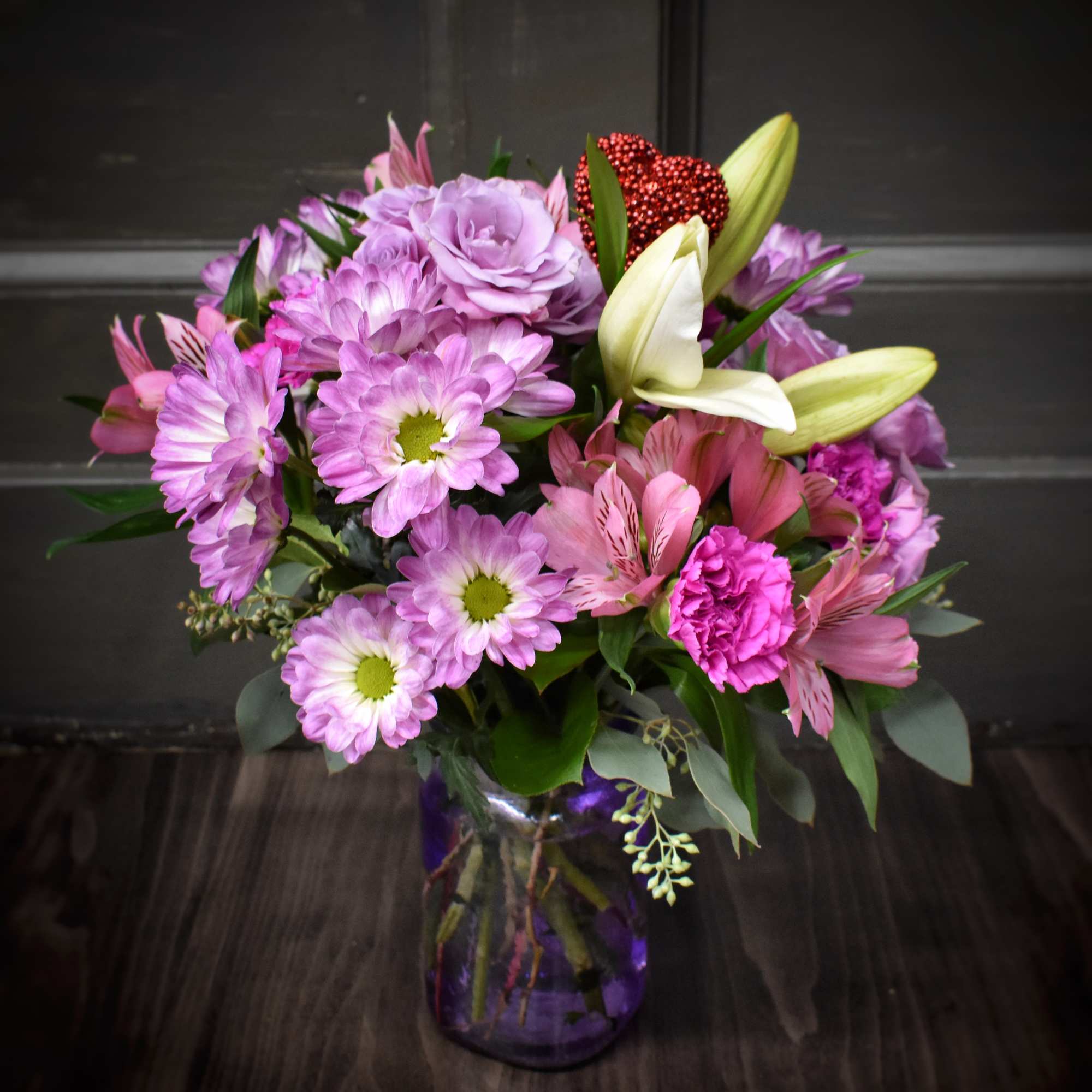 Our designers will create a bouquet of fresh cut flowers in Valentine