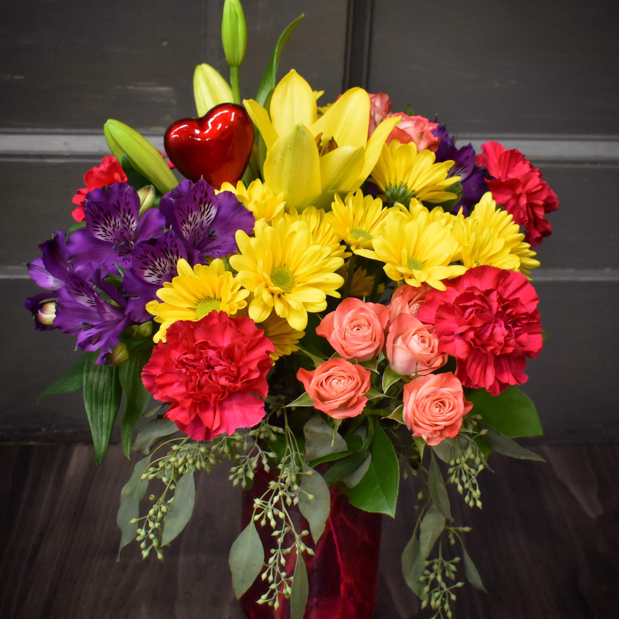 Our designers will create a bouquet of fresh cut flowers in Valentine