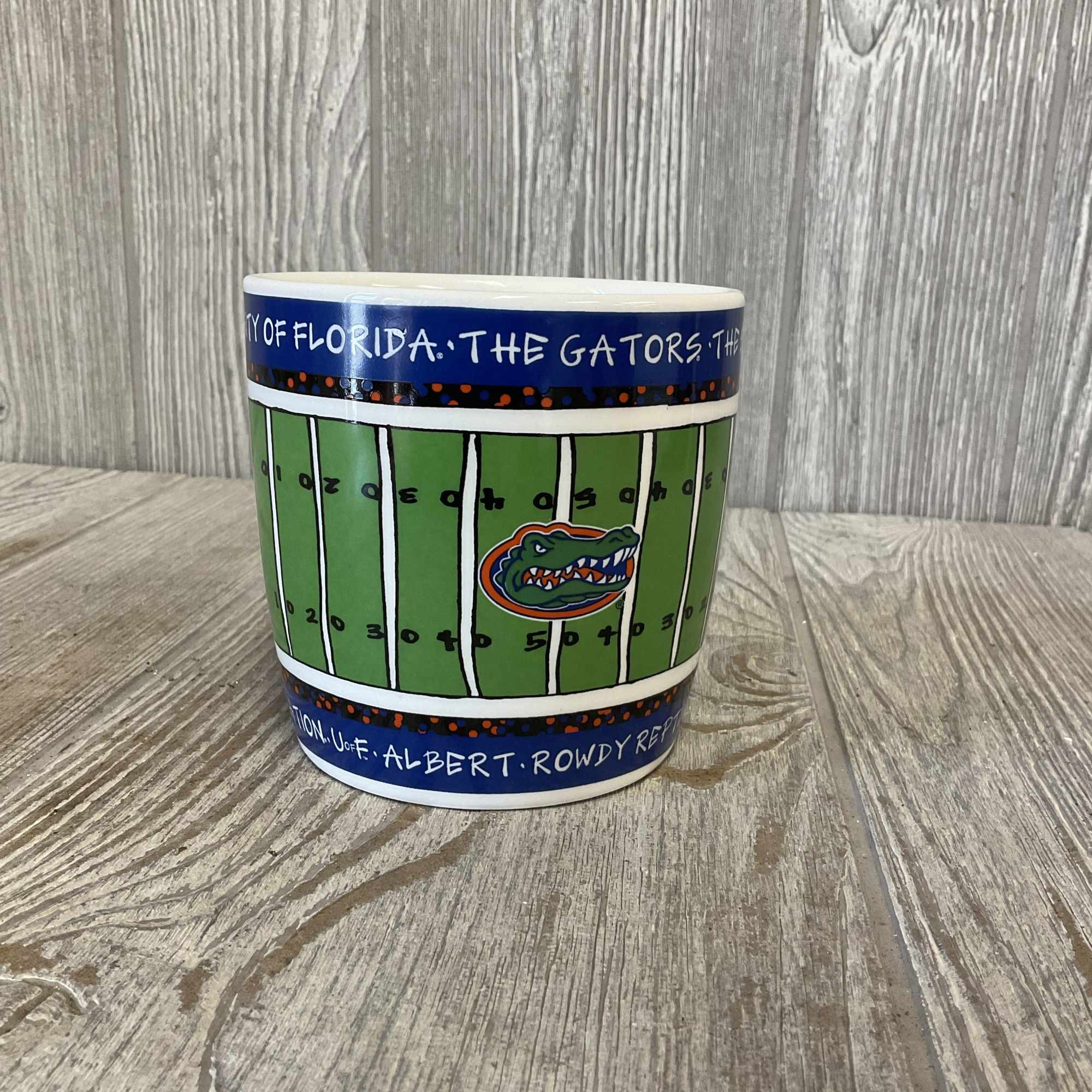 Gorgeous Gator themed fresh cut flowers arranged in a keepsake ceramic mug