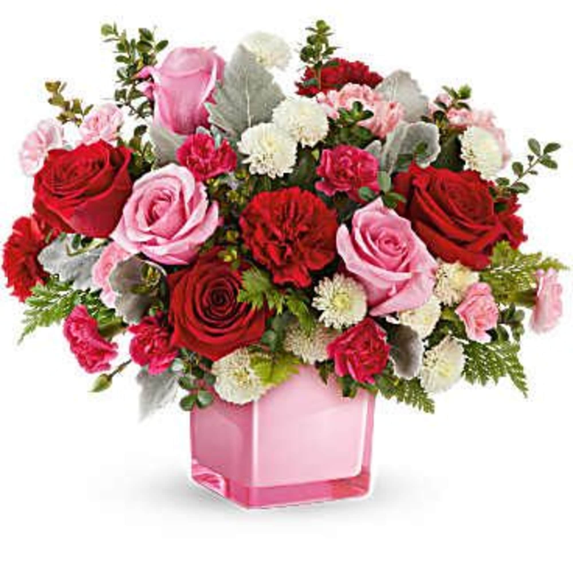 Soft and soothing, theTranquil Love Bouquet brings together rich red and pink